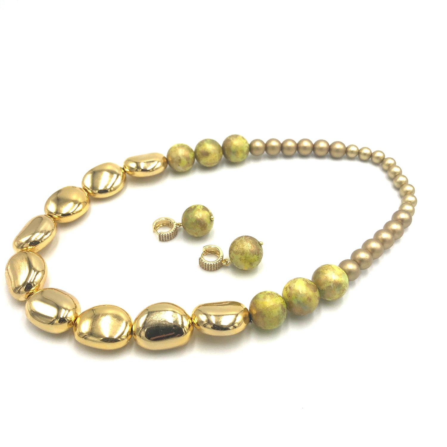 Golden Pebble Stretch Bauble Necklace - Shortie *