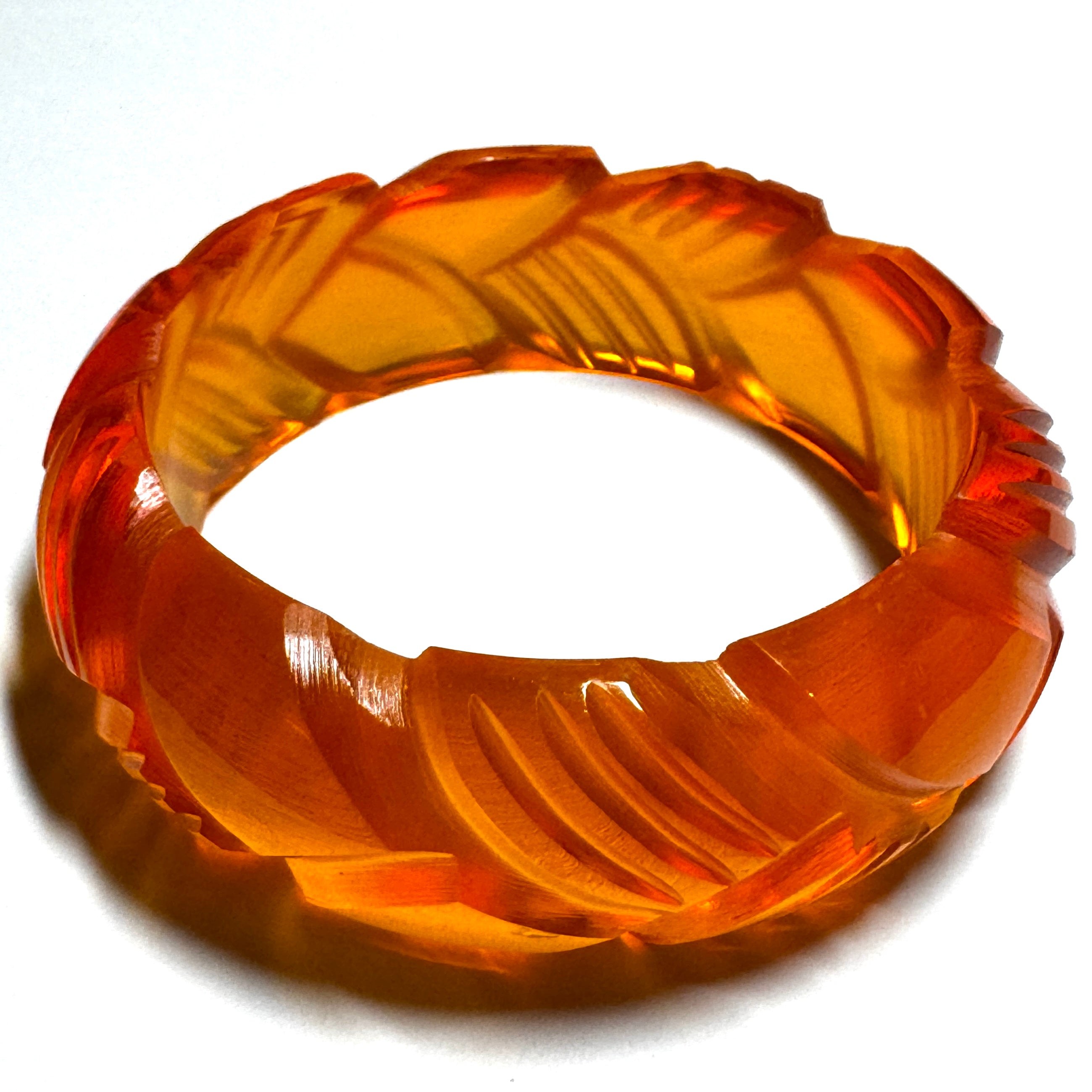 Sun Yellow Carved Resin Bangle Bracelet – Mini