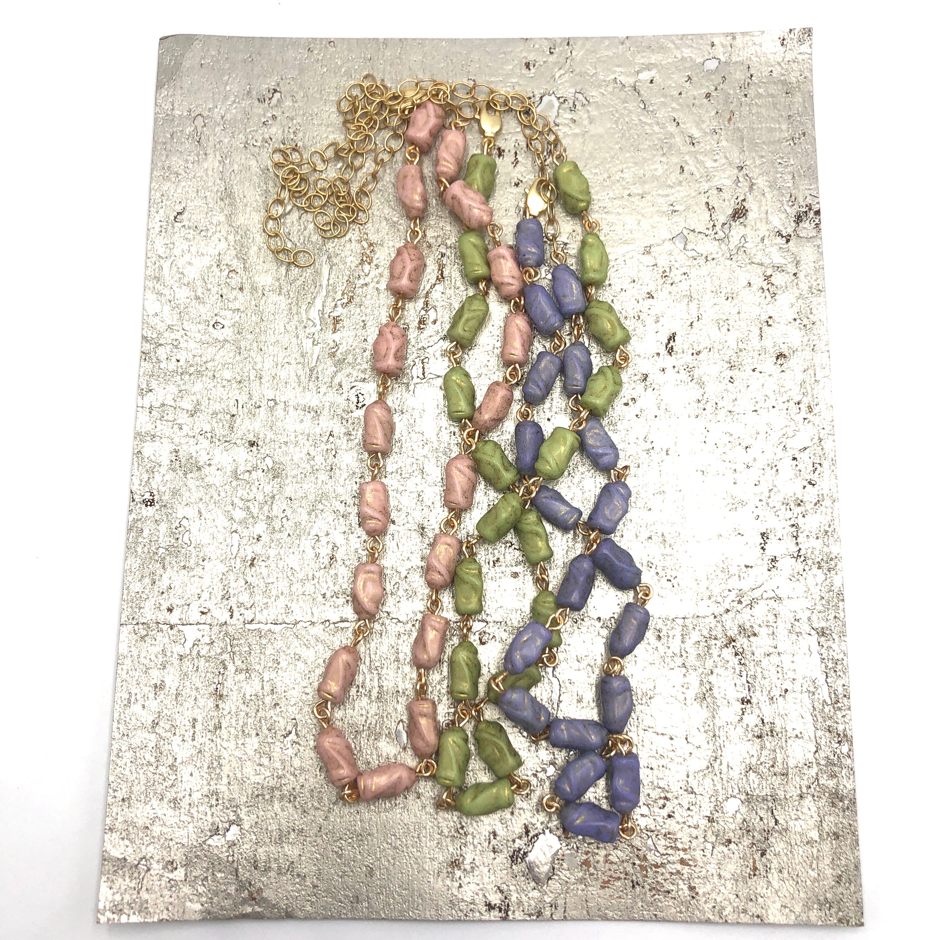 colorful wrapped nugget necklaces