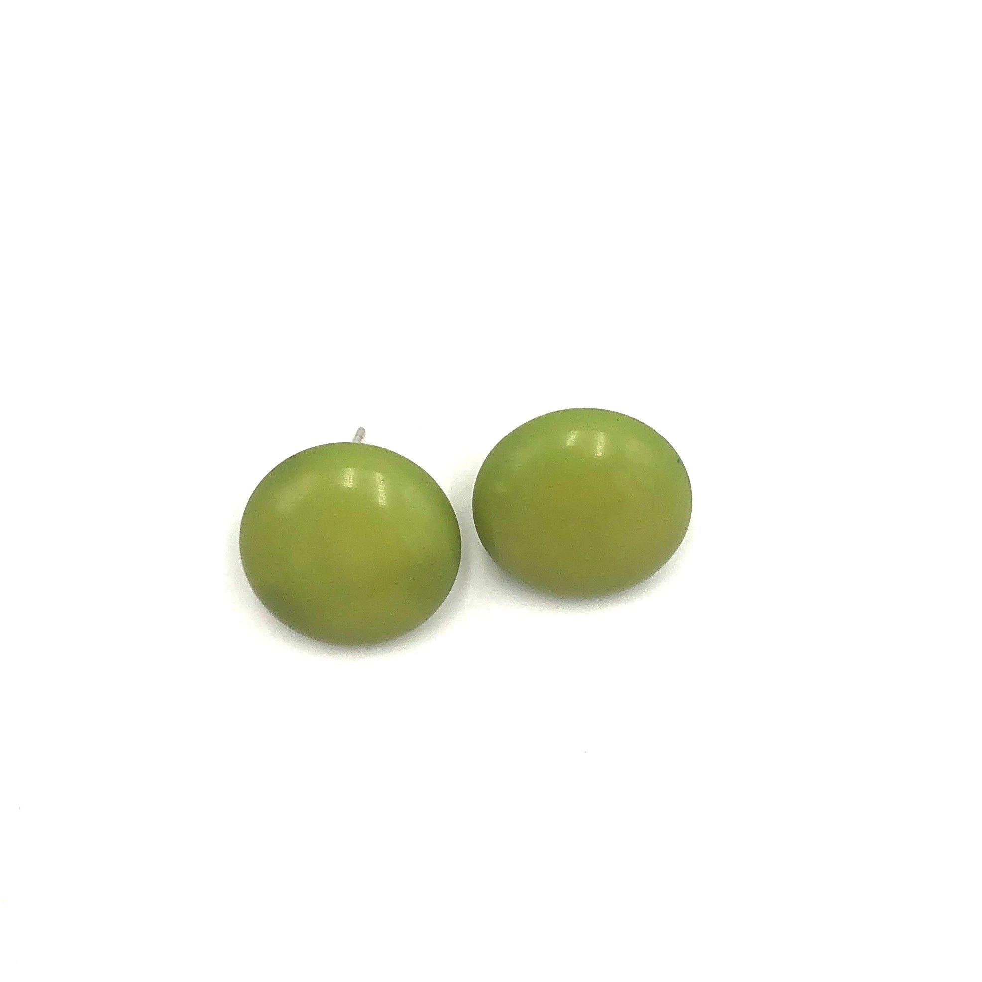 sage green retro button stud