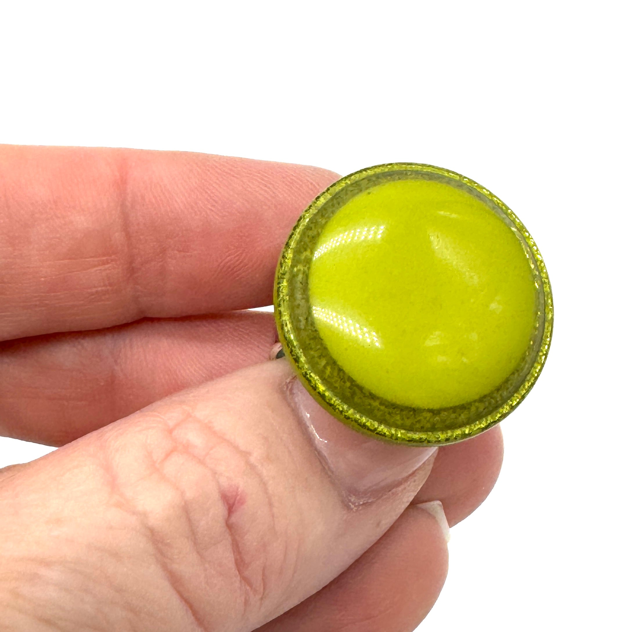 Glitter Resin Disc Cocktail Ring