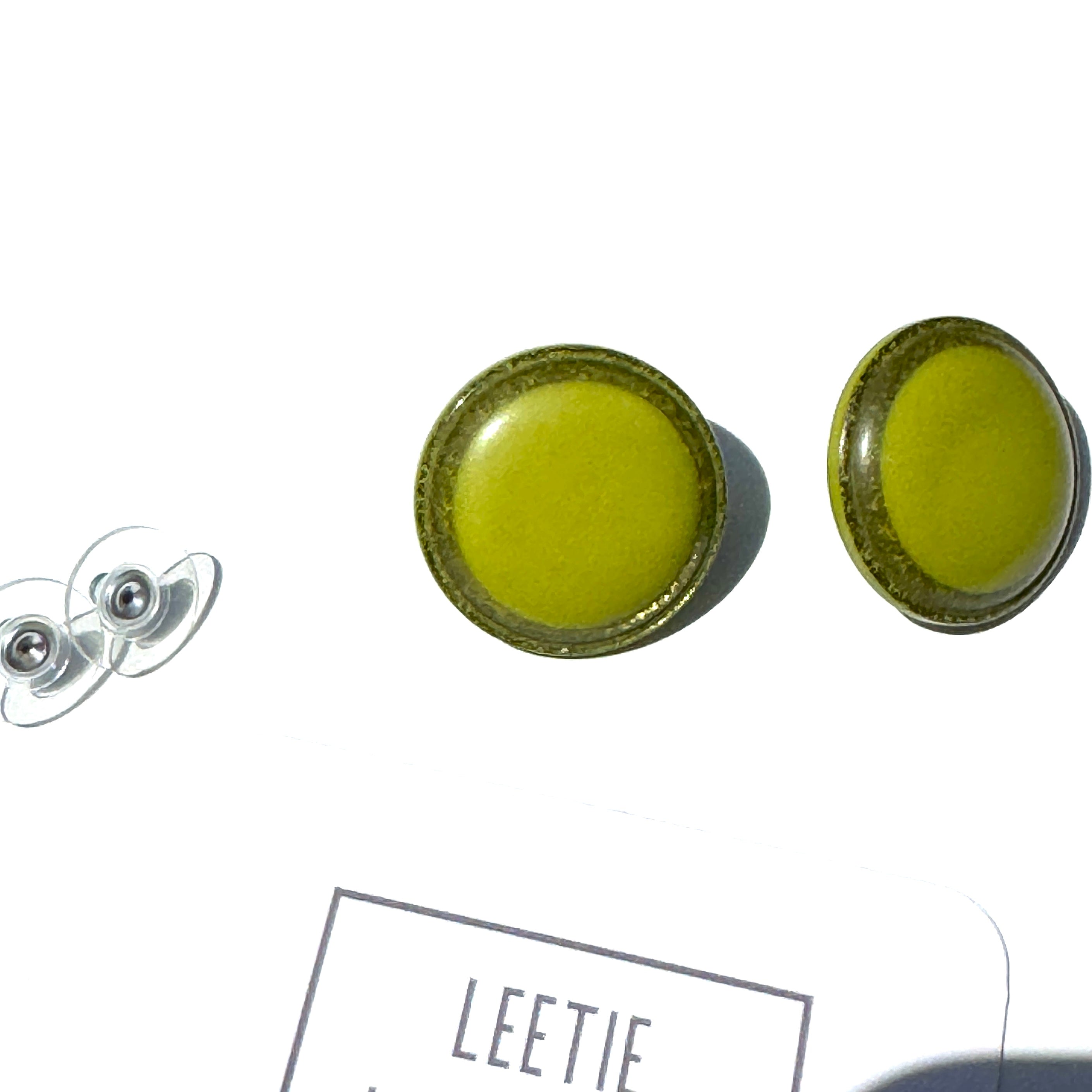 Glitter Resin Disc Stud Earrings