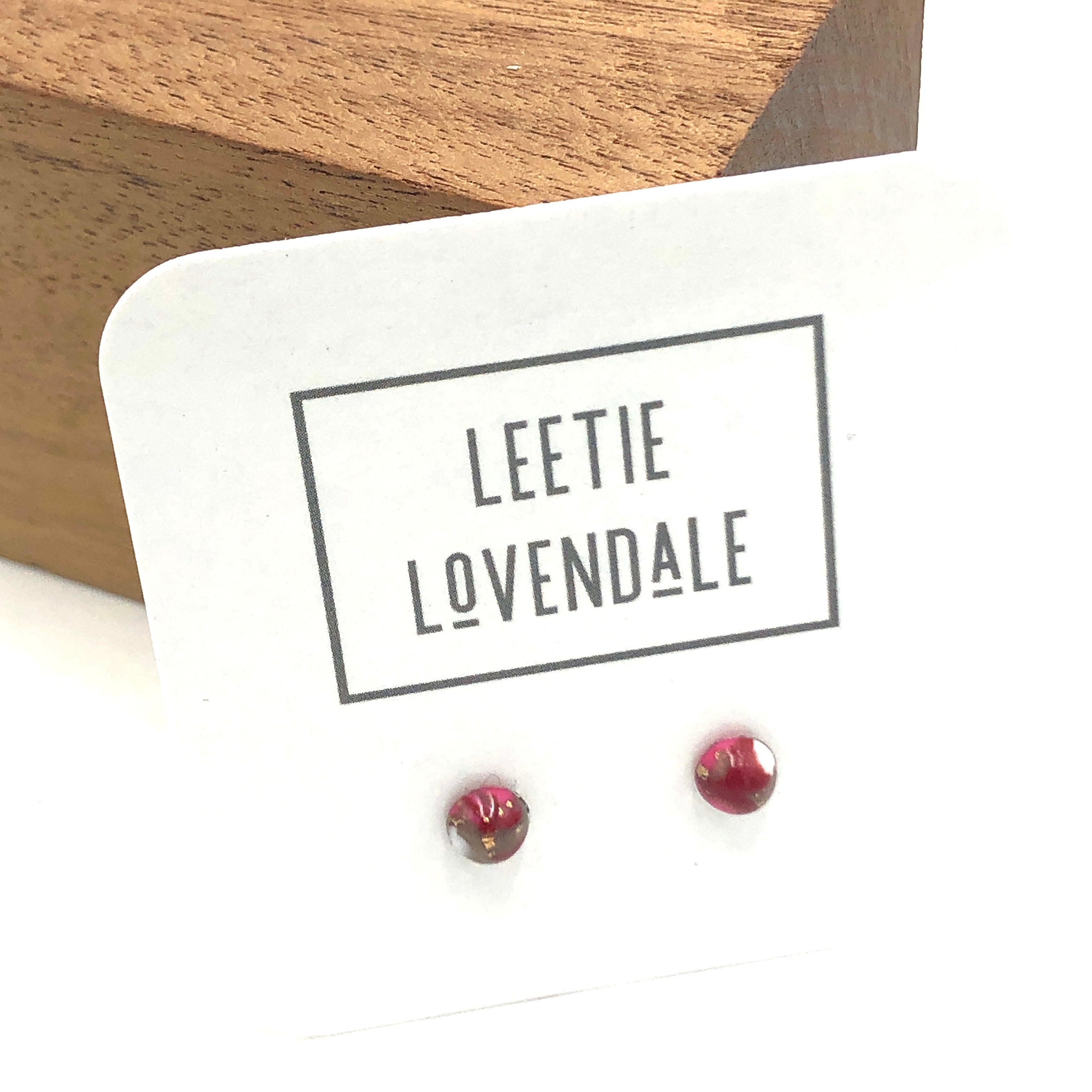 Hot Pink Mosaic Tiny Dot Earrings