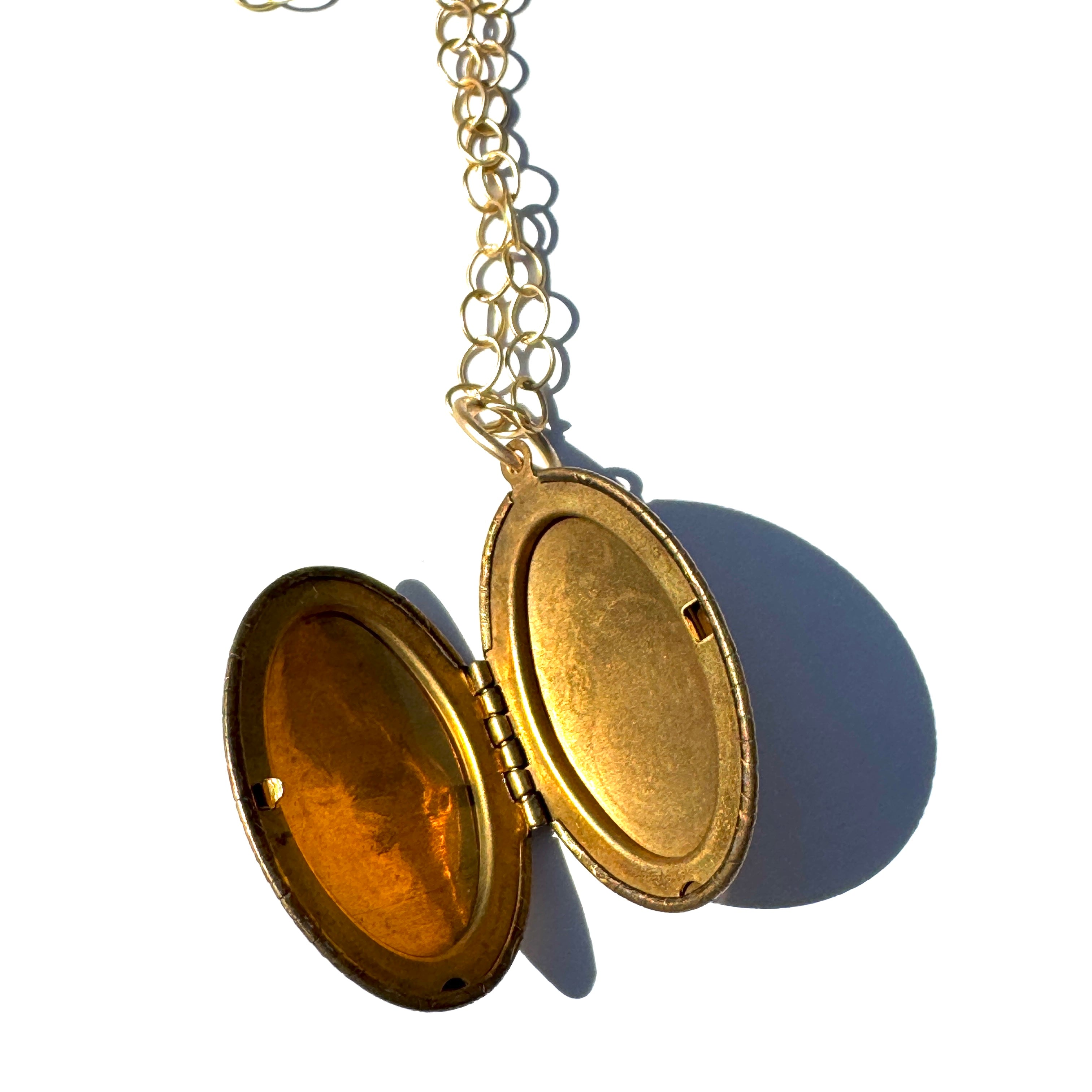 Grey Aurora & Floral Locket Necklace - Long