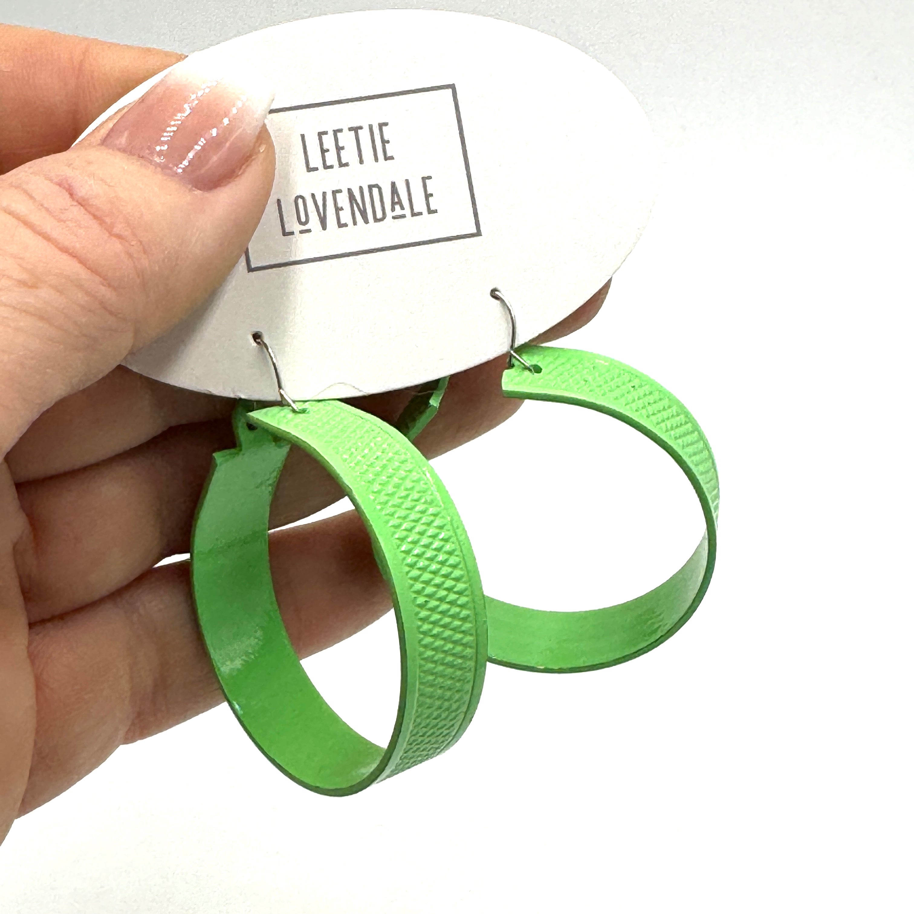 Hatched Big Vintage Enamel Hoop Earrings