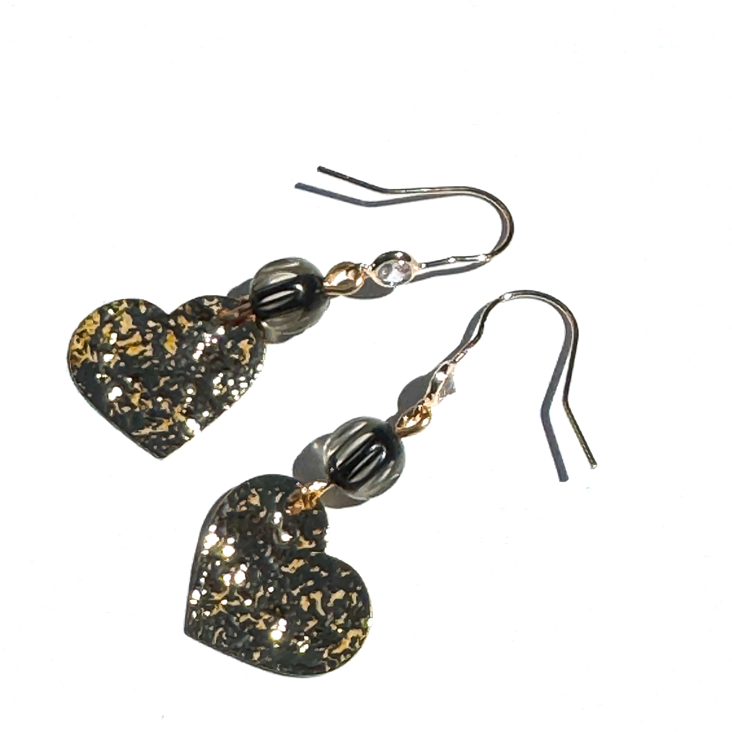 Midnight Gilded Hearts Earrings