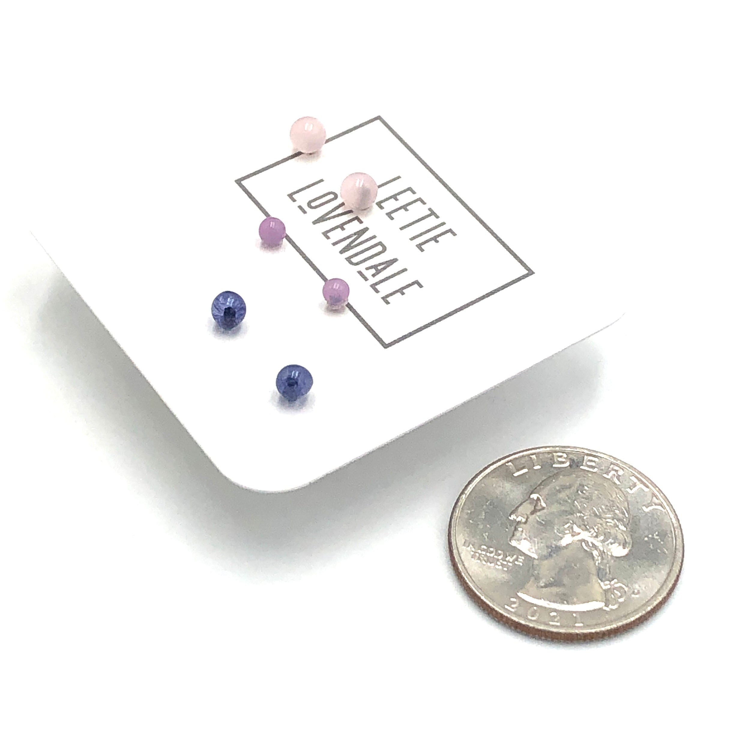 tiny blue purple pink studs