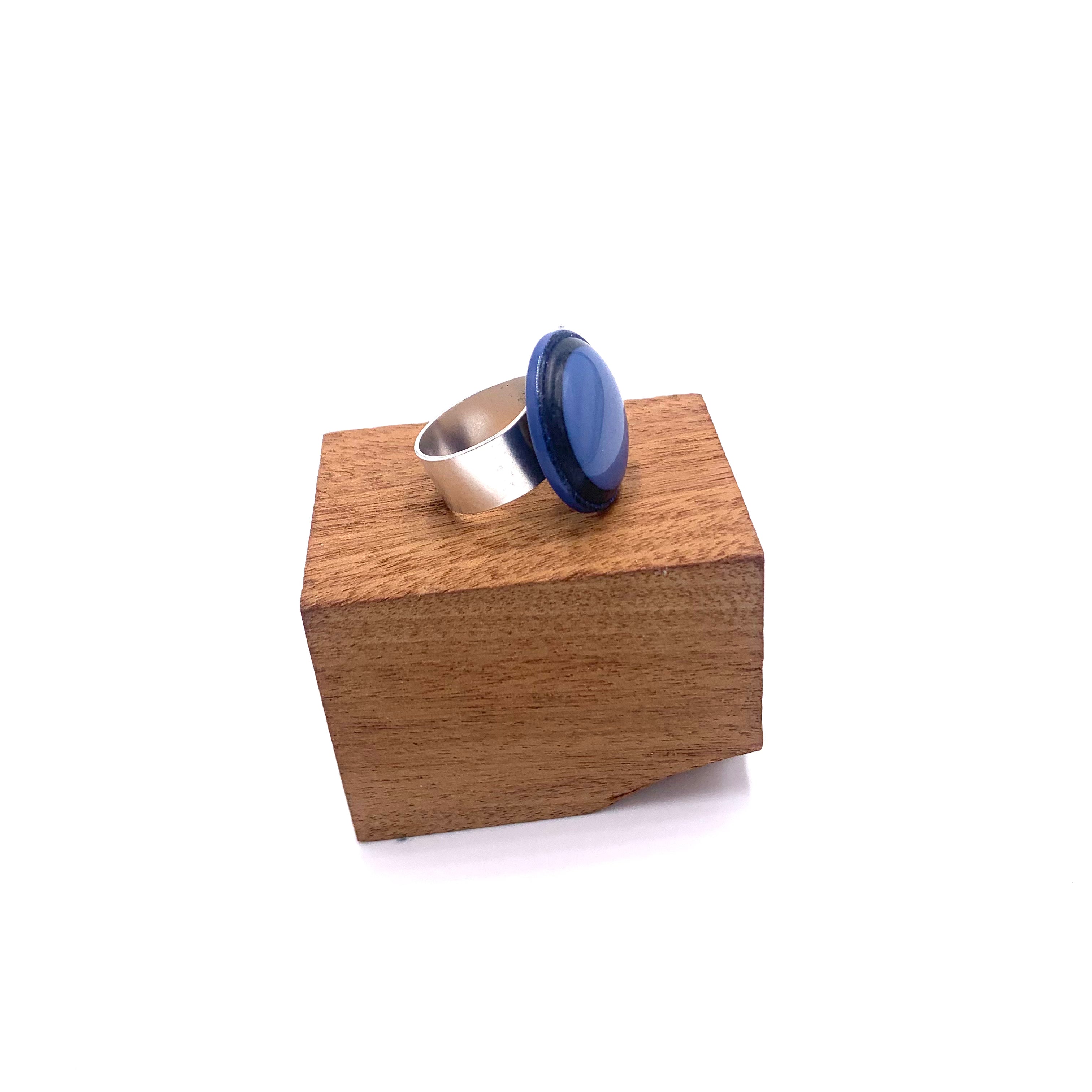 Glitter Resin Disc Cocktail Ring