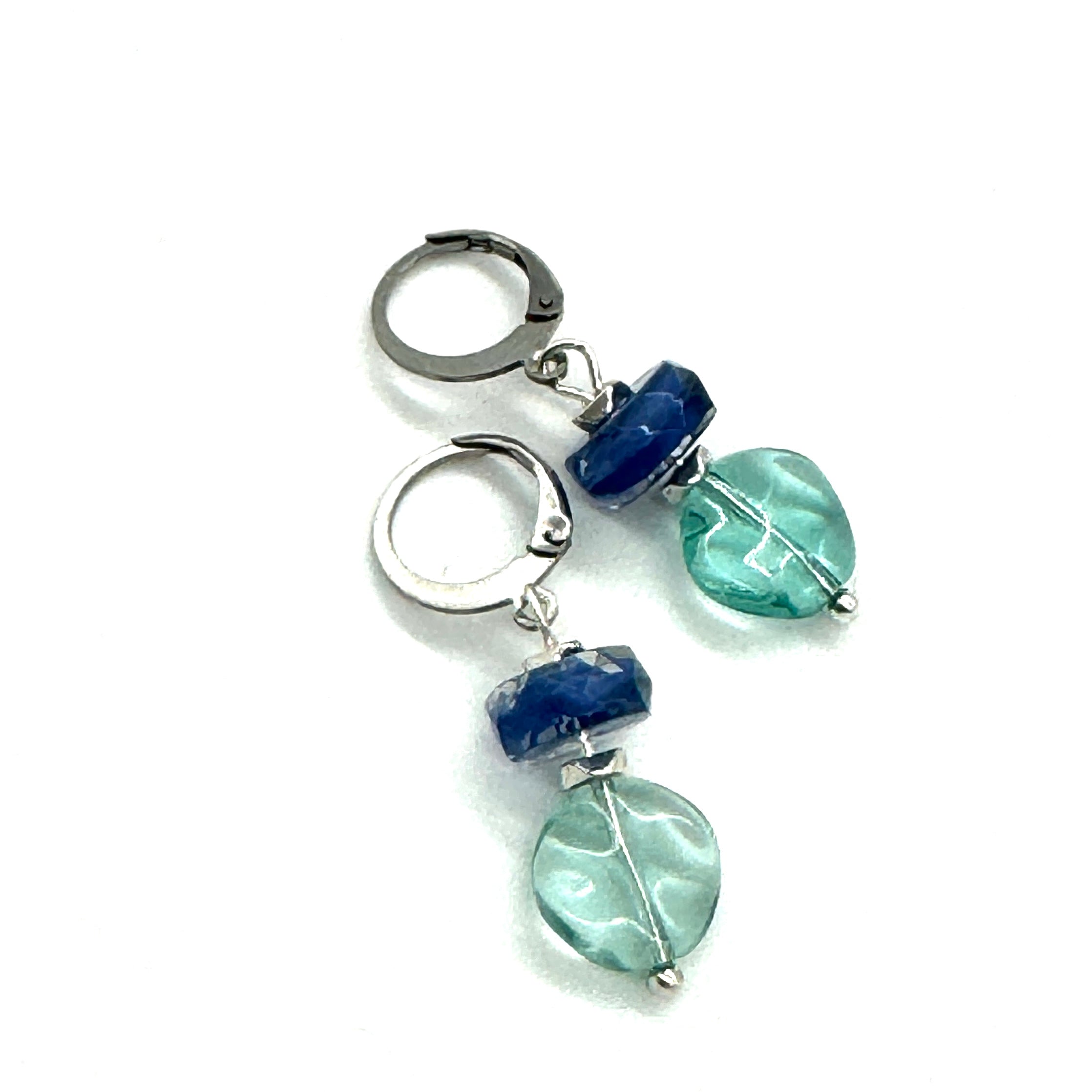 Peacock & Water Faceted Glass Earrings