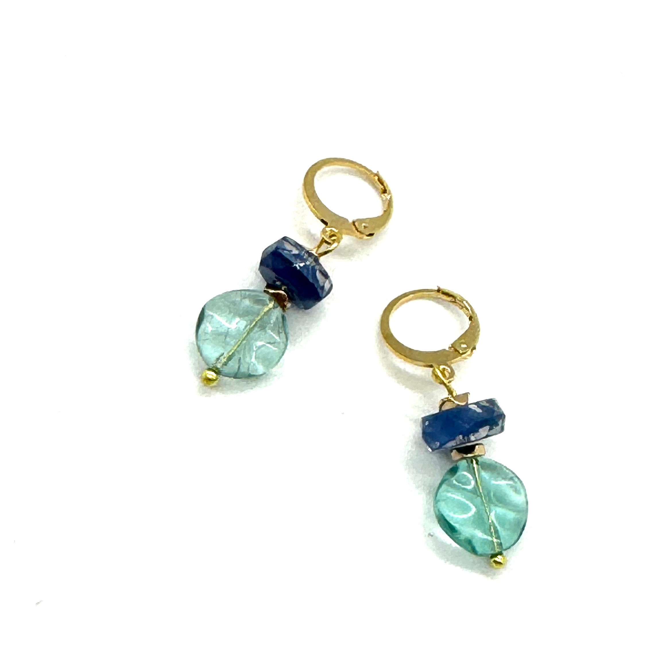 Peacock & Water Faceted Glass Earrings