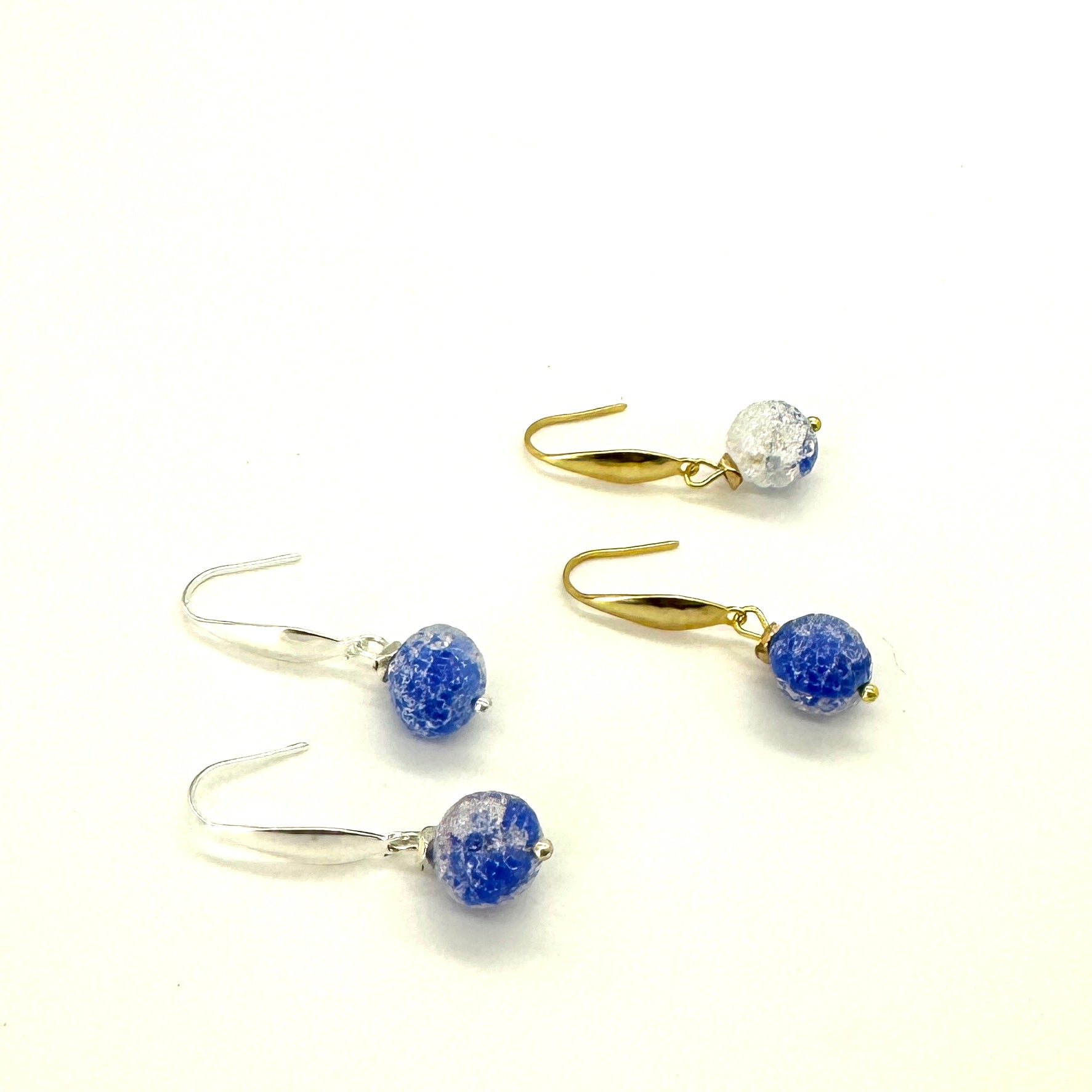 Bright Blue Glass Sugar Lure Drop Earrings