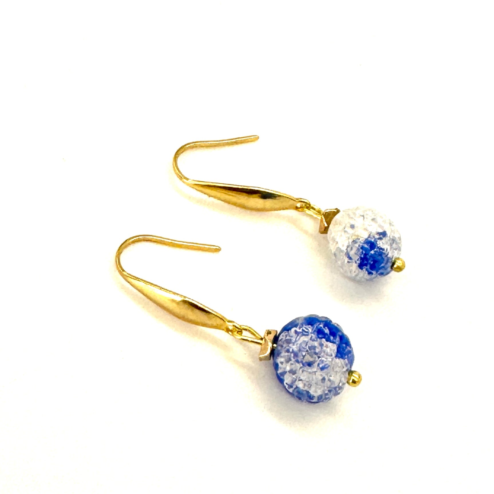 Bright Blue Glass Sugar Lure Drop Earrings