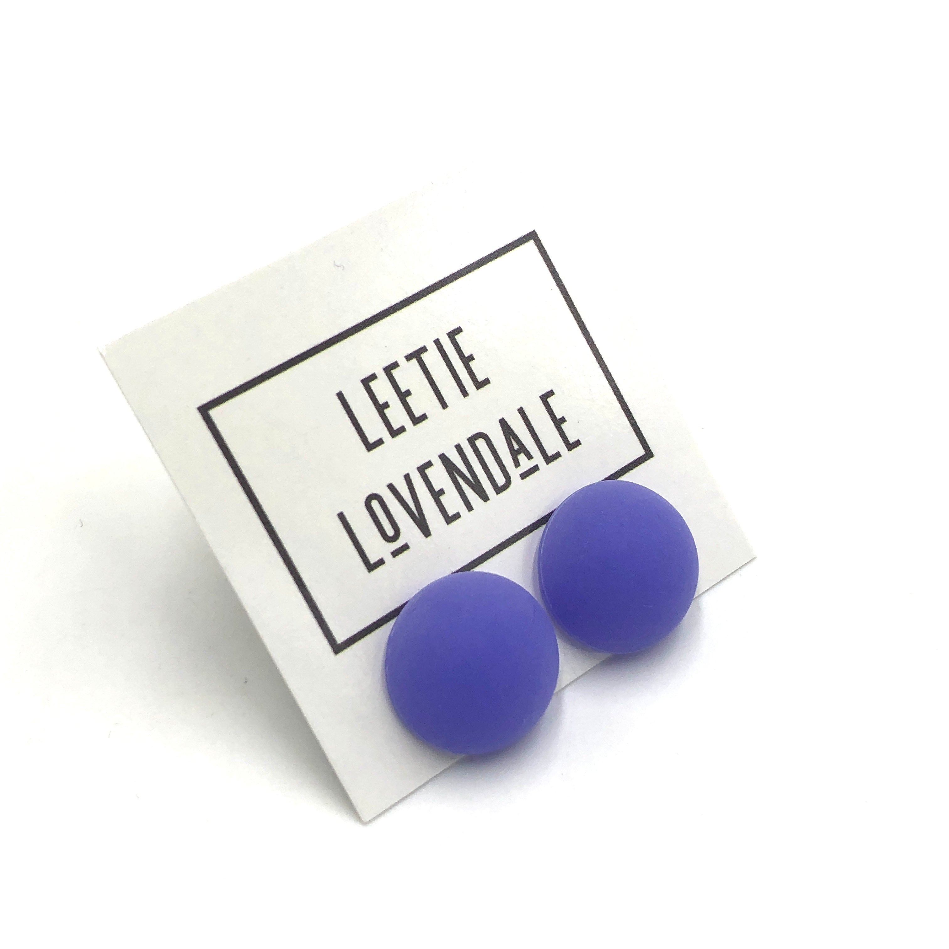 Purple Frosted Retro Button Stud Earrings
