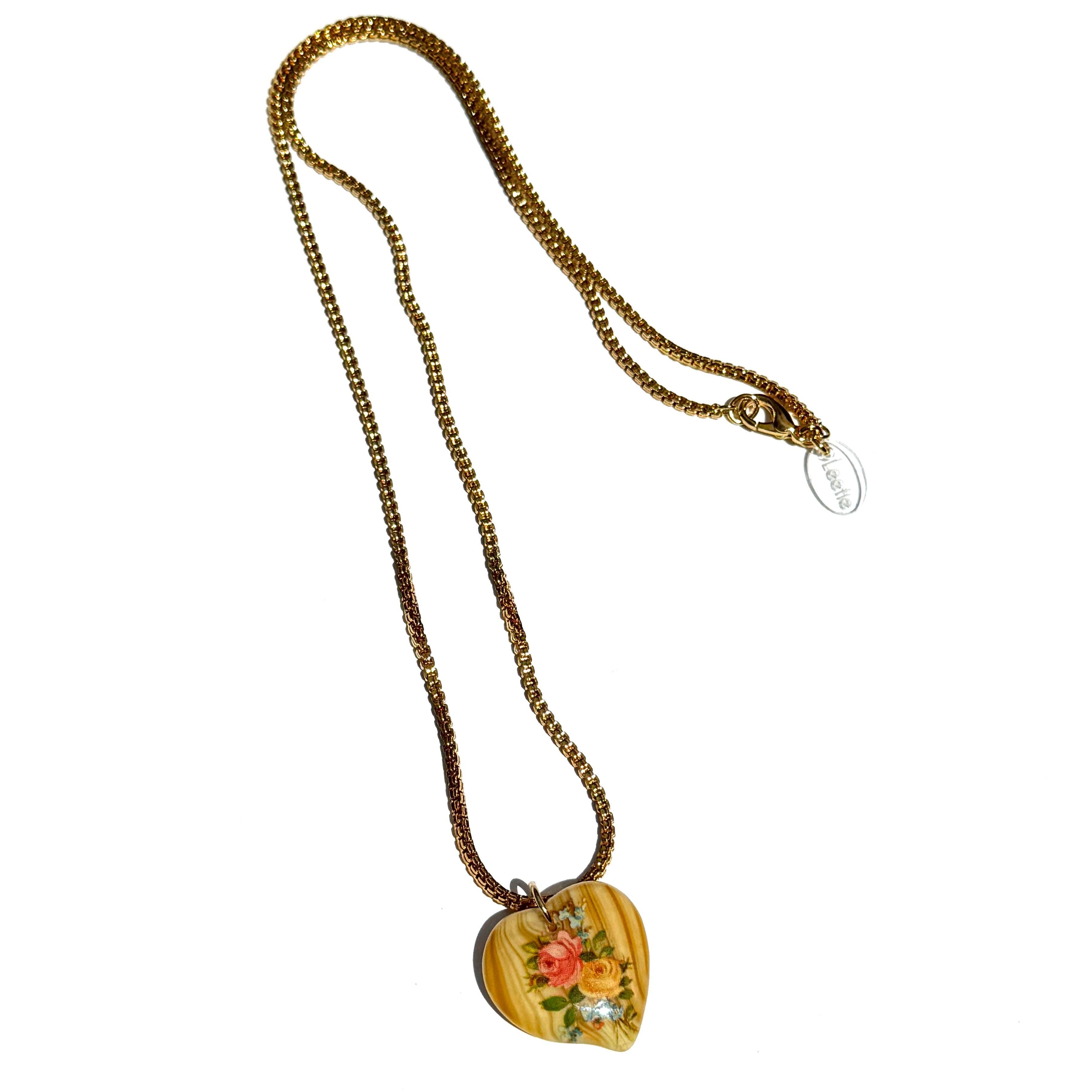 Glass Roses Heart Necklace