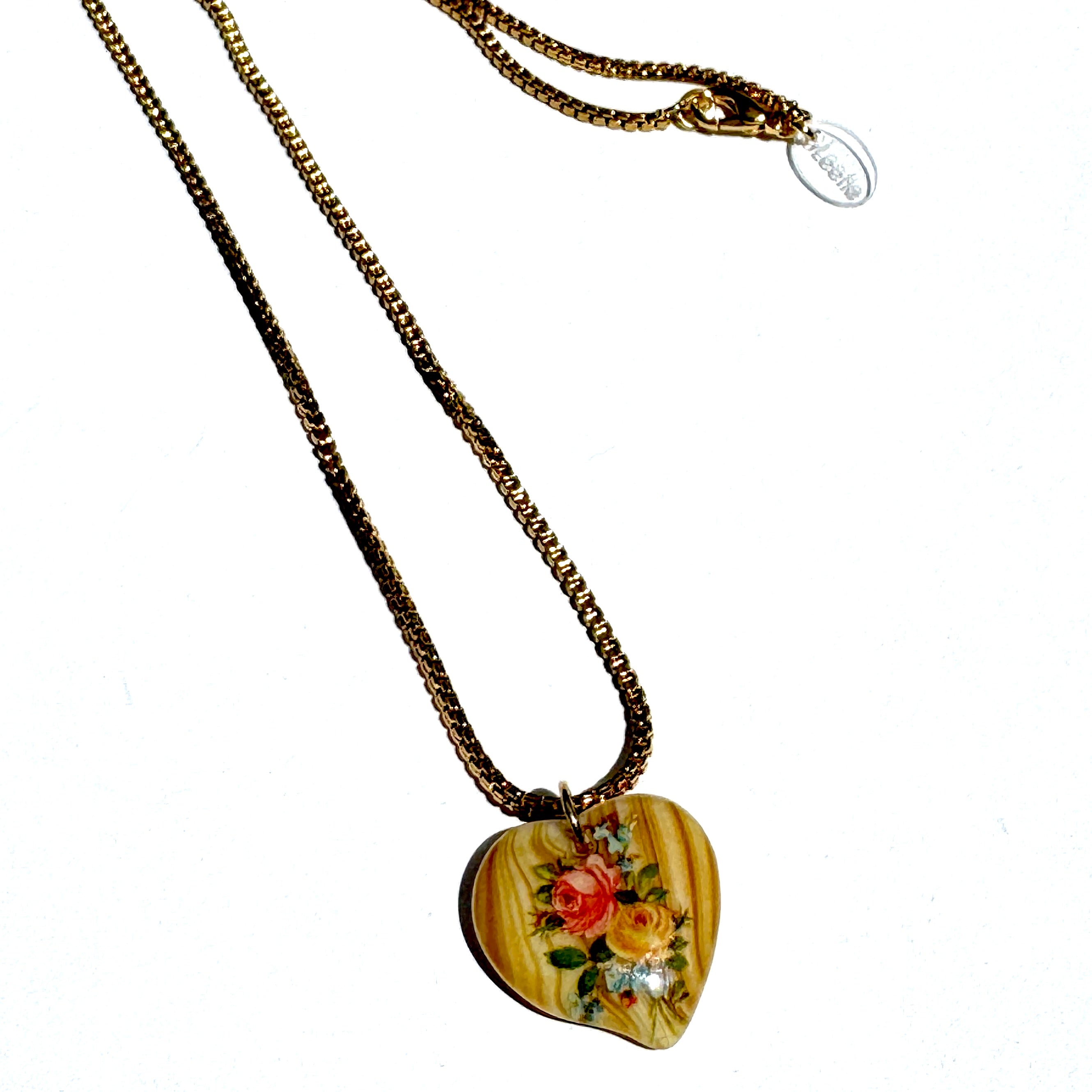 Glass Roses Heart Necklace