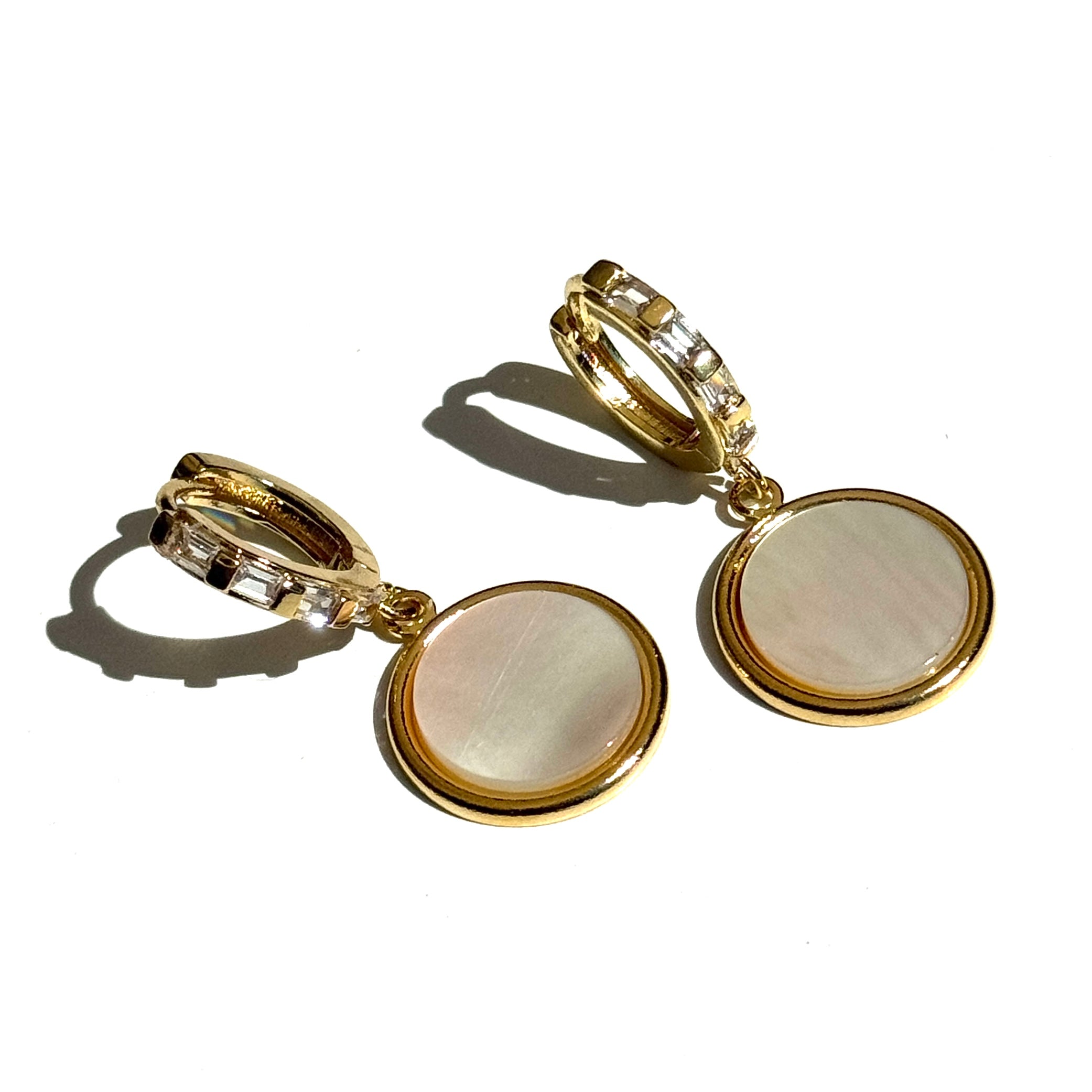 Lunar Medallion Crystal Huggie Earrings