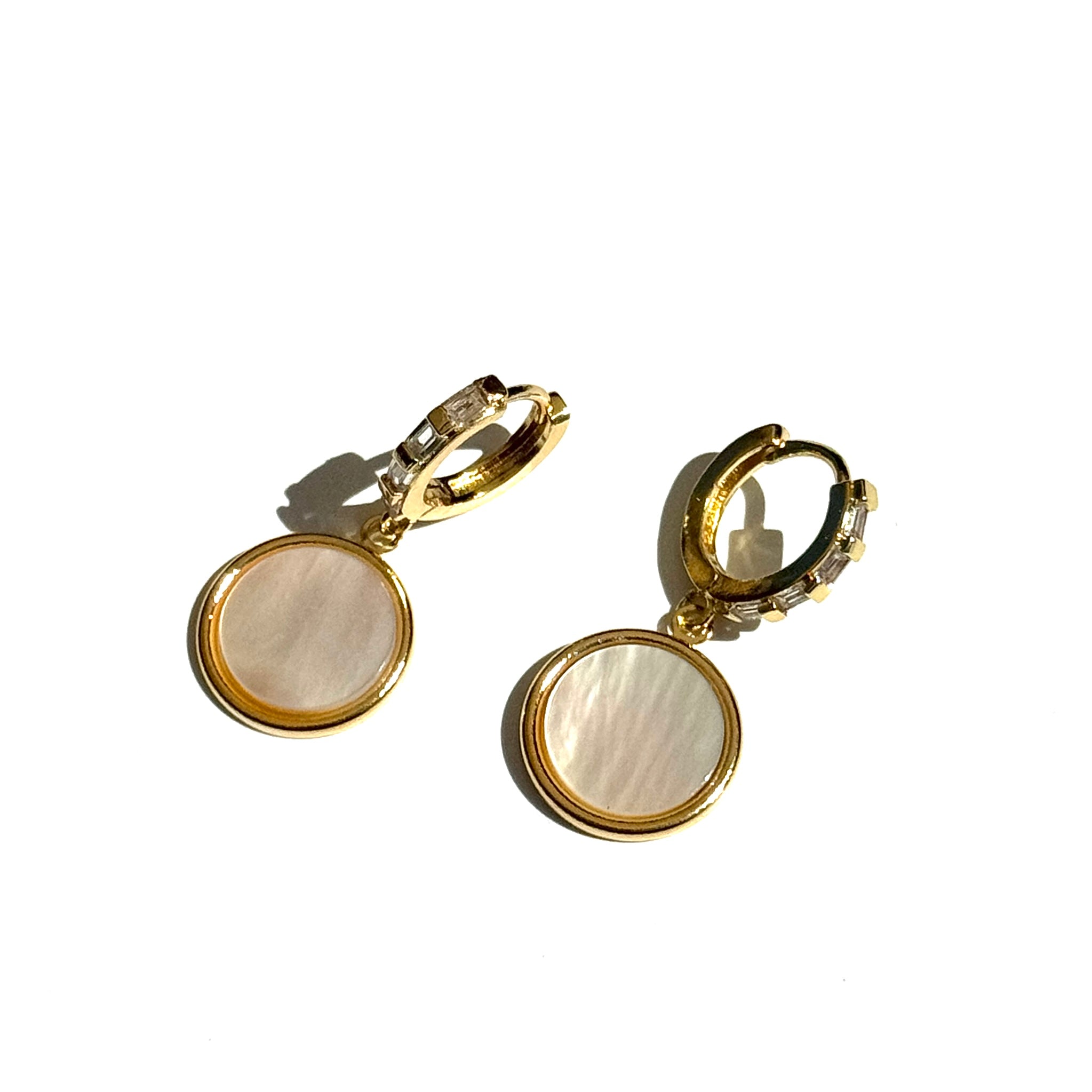 Lunar Medallion Crystal Huggie Earrings