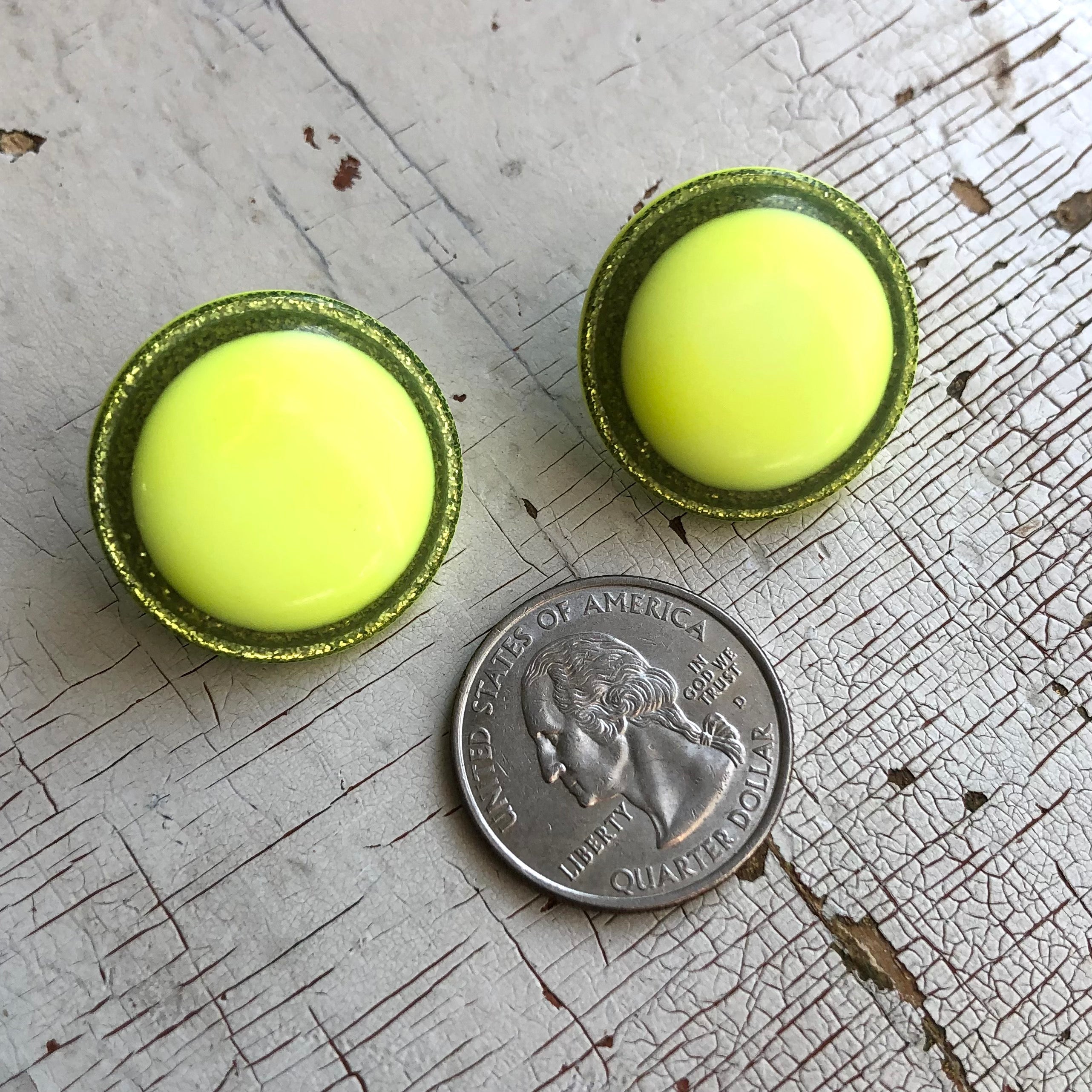 Glitter Resin Disc Stud Earrings