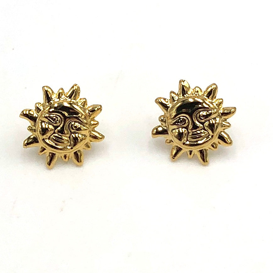 Gold Happy Sun Stud Earrings – Vintage Deadstock