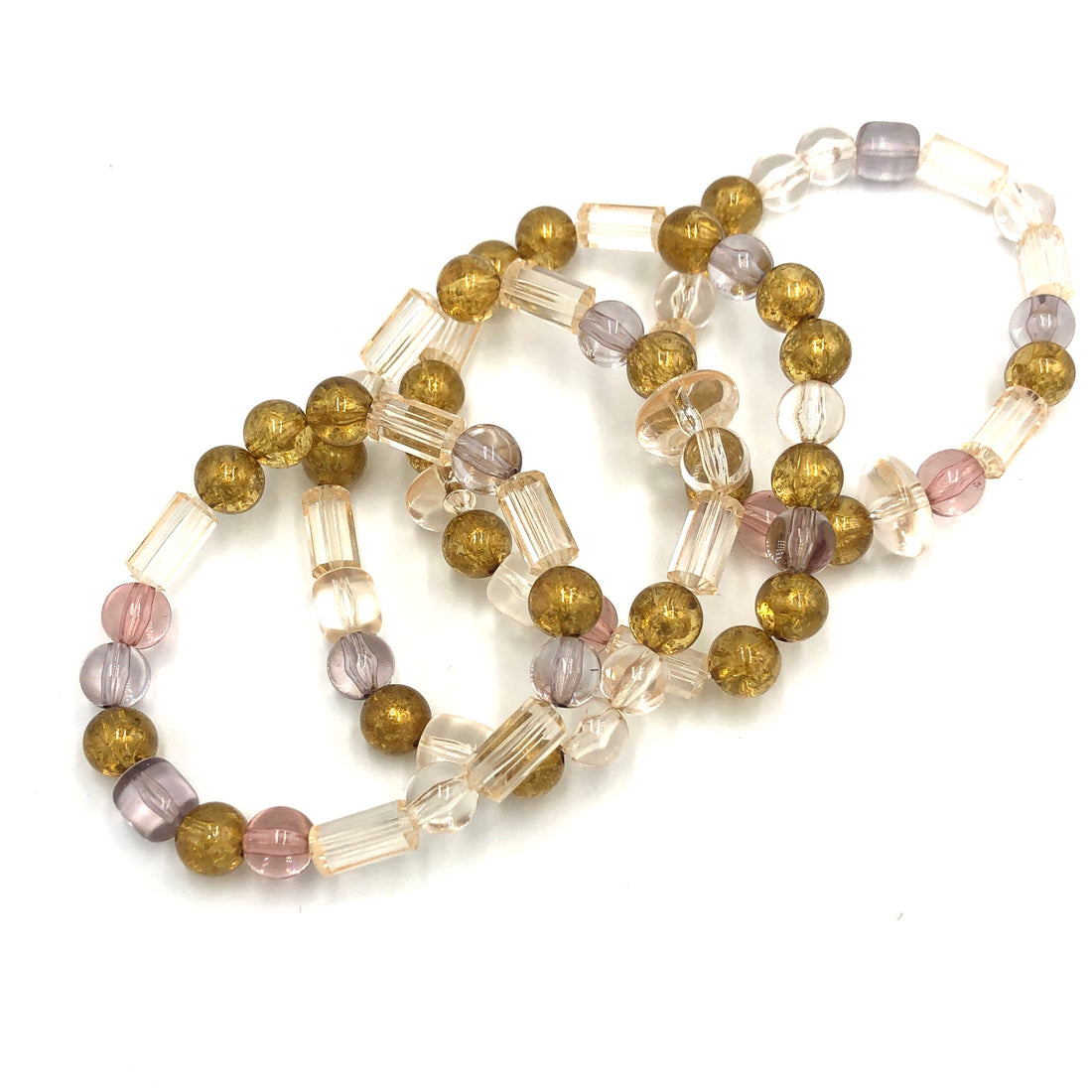 Muted Faceted Stack and Stretch Bracelet Set