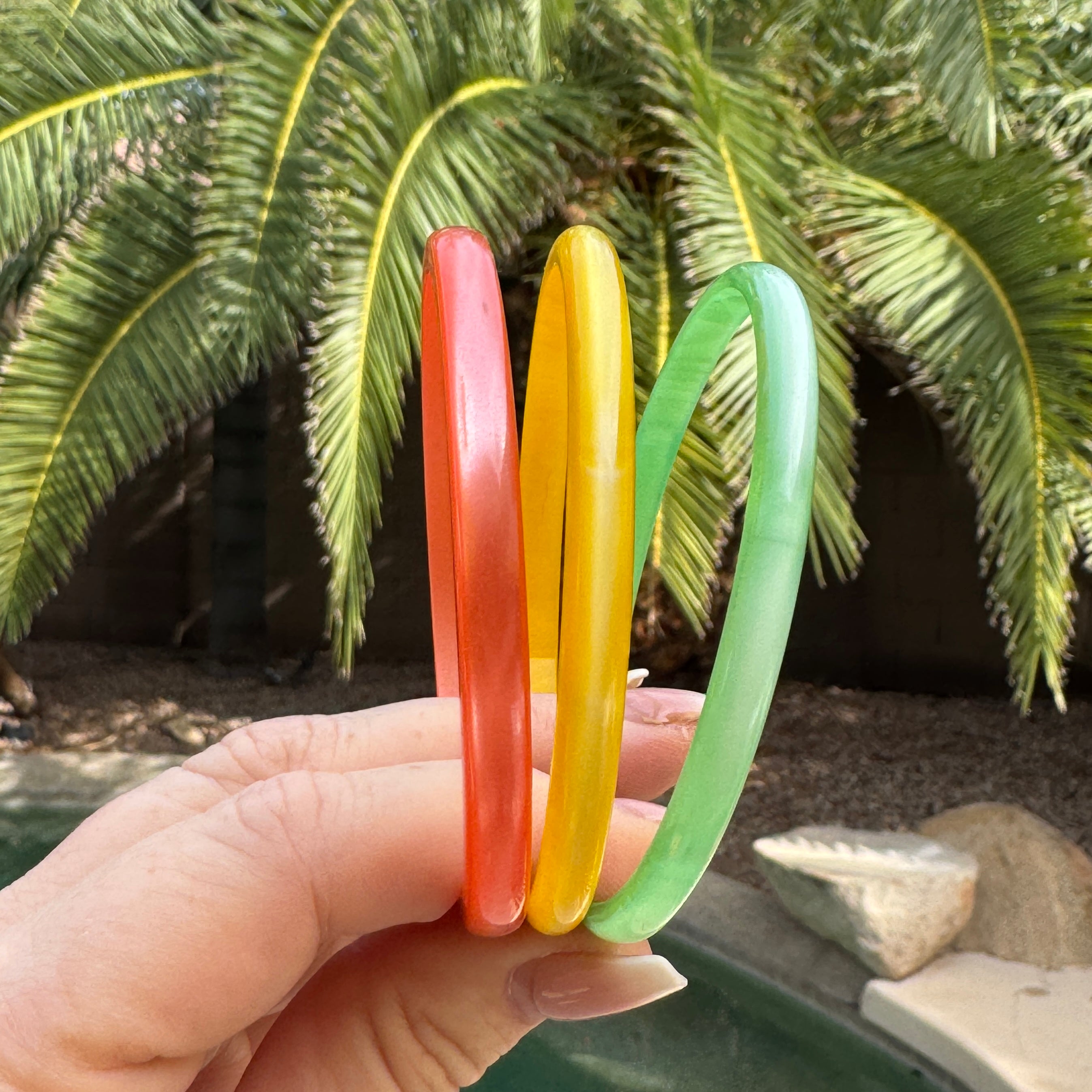 Citrus Moonglow Stack - Vintage Bangle Bracelets (set of 3)