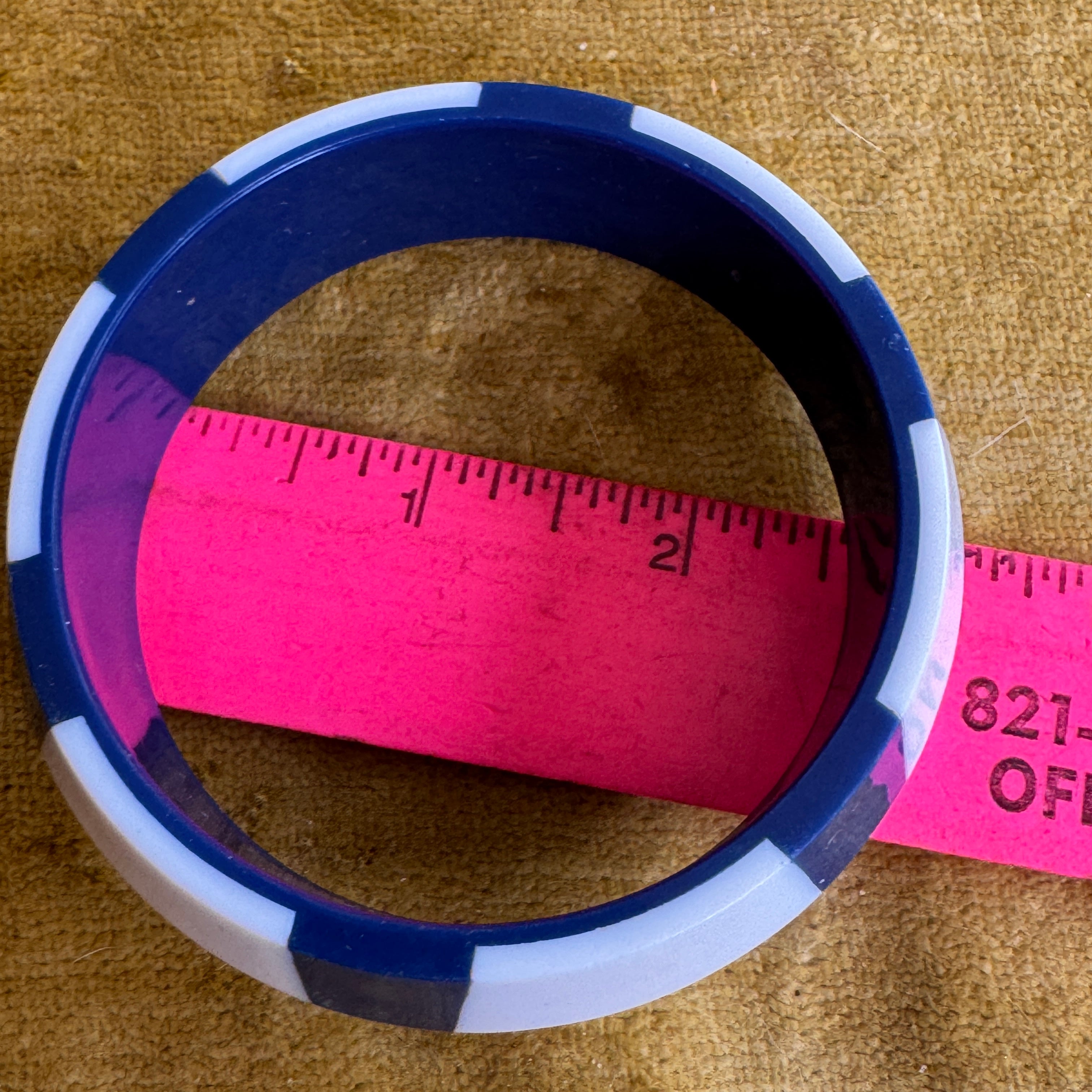 Blue & White Stripe Beveled Bangle Bracelet