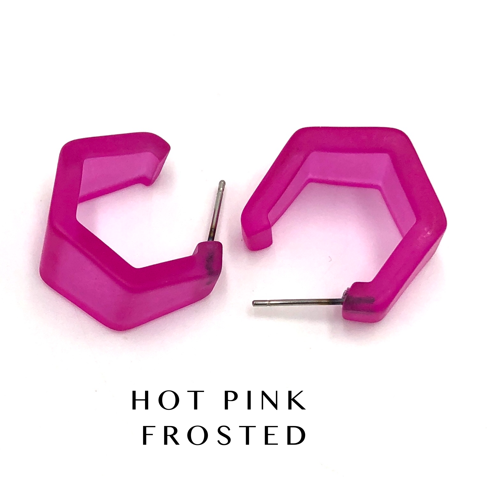 Hexagon Geo Frosted Hoop Earrings