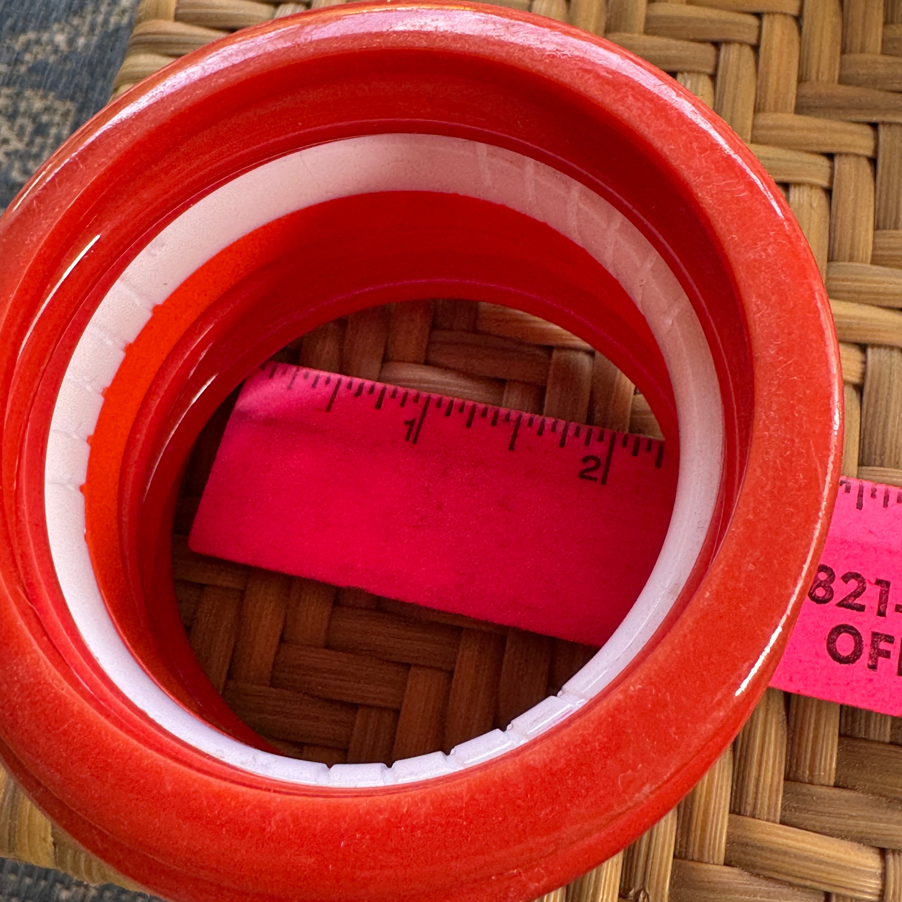 Coral & White Bangle Bracelet Mix - Stack