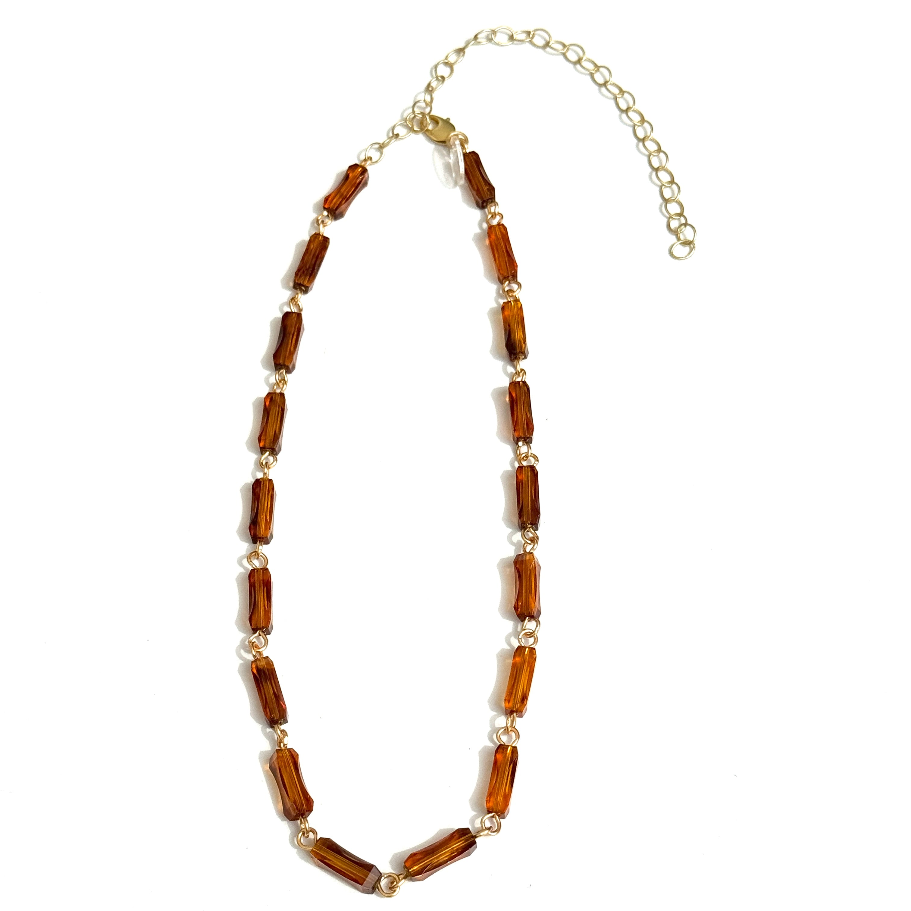 Cognac Tortoise Pinched Amelia Necklace