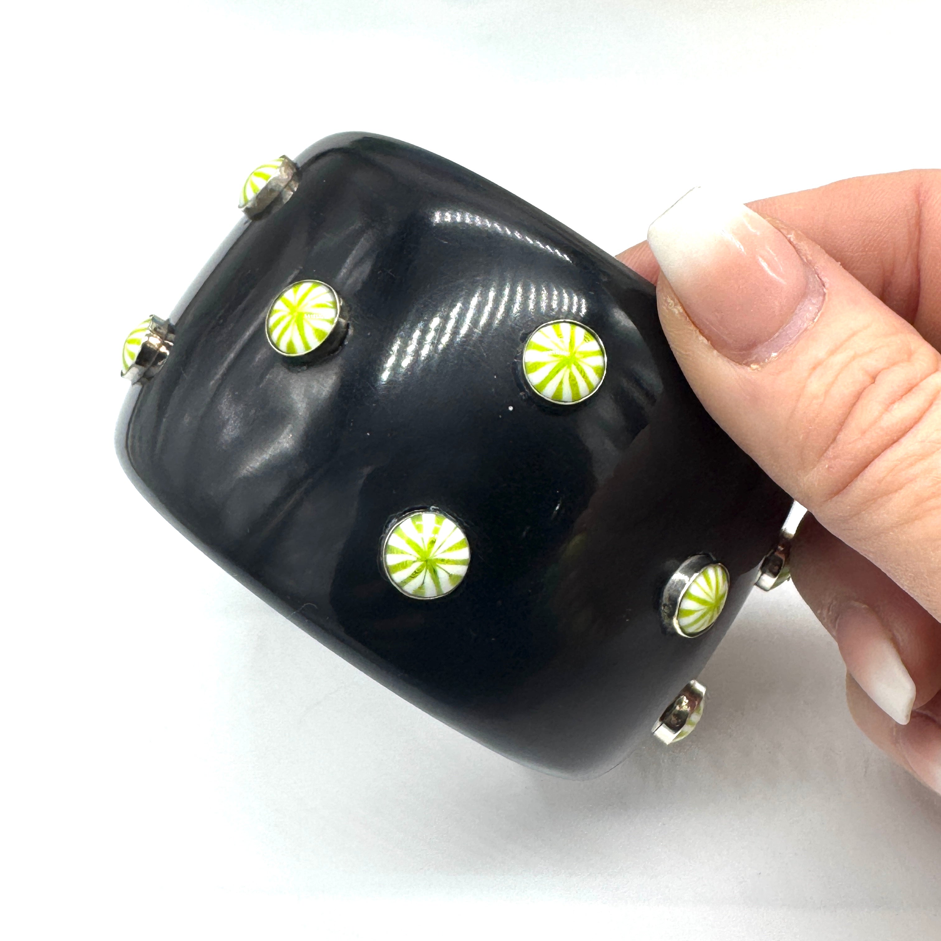 Black & Lime Starburst Bangle Bracelet