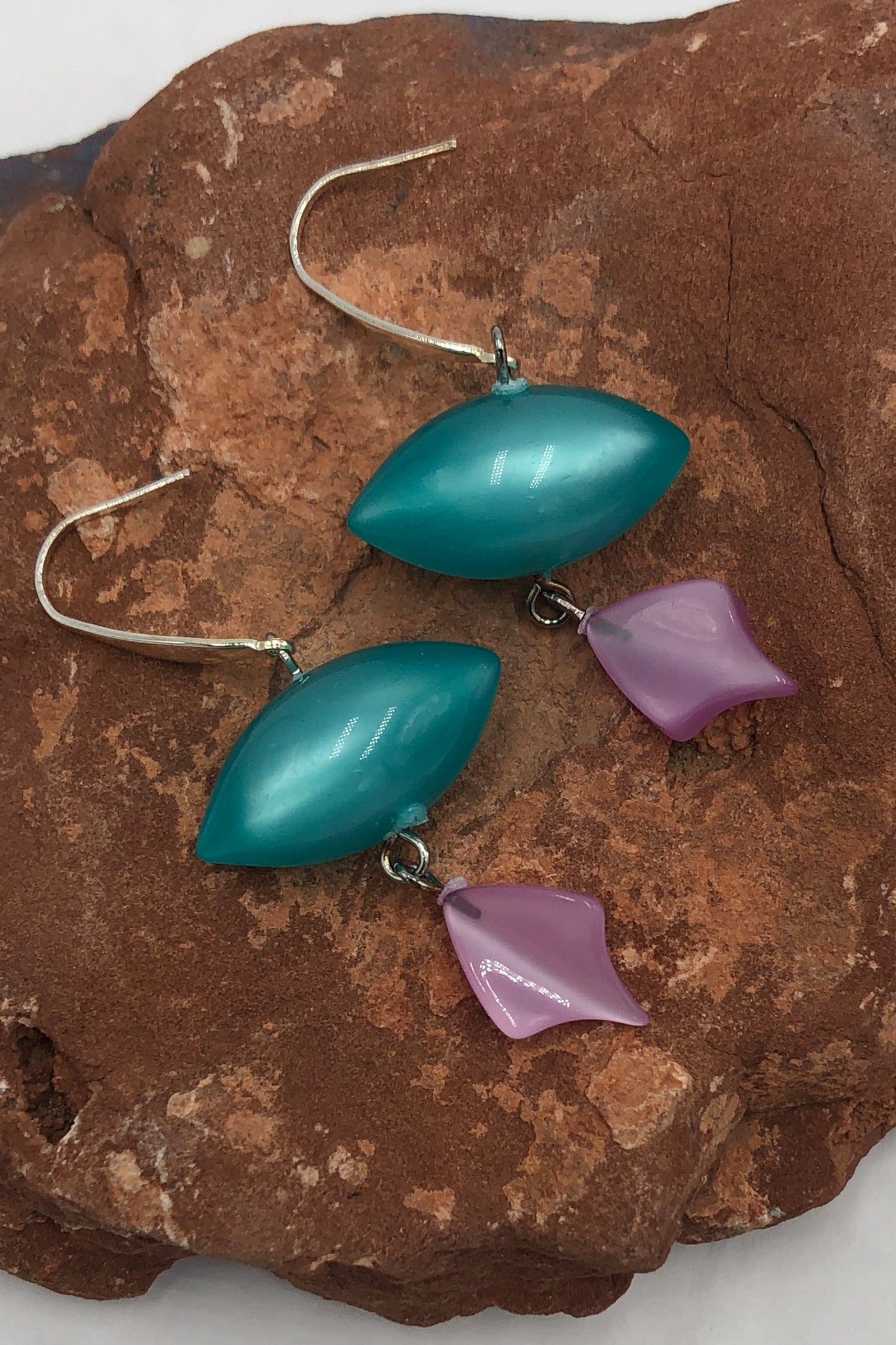 Teal Pod & Lilac Moonglow Statement Earrings