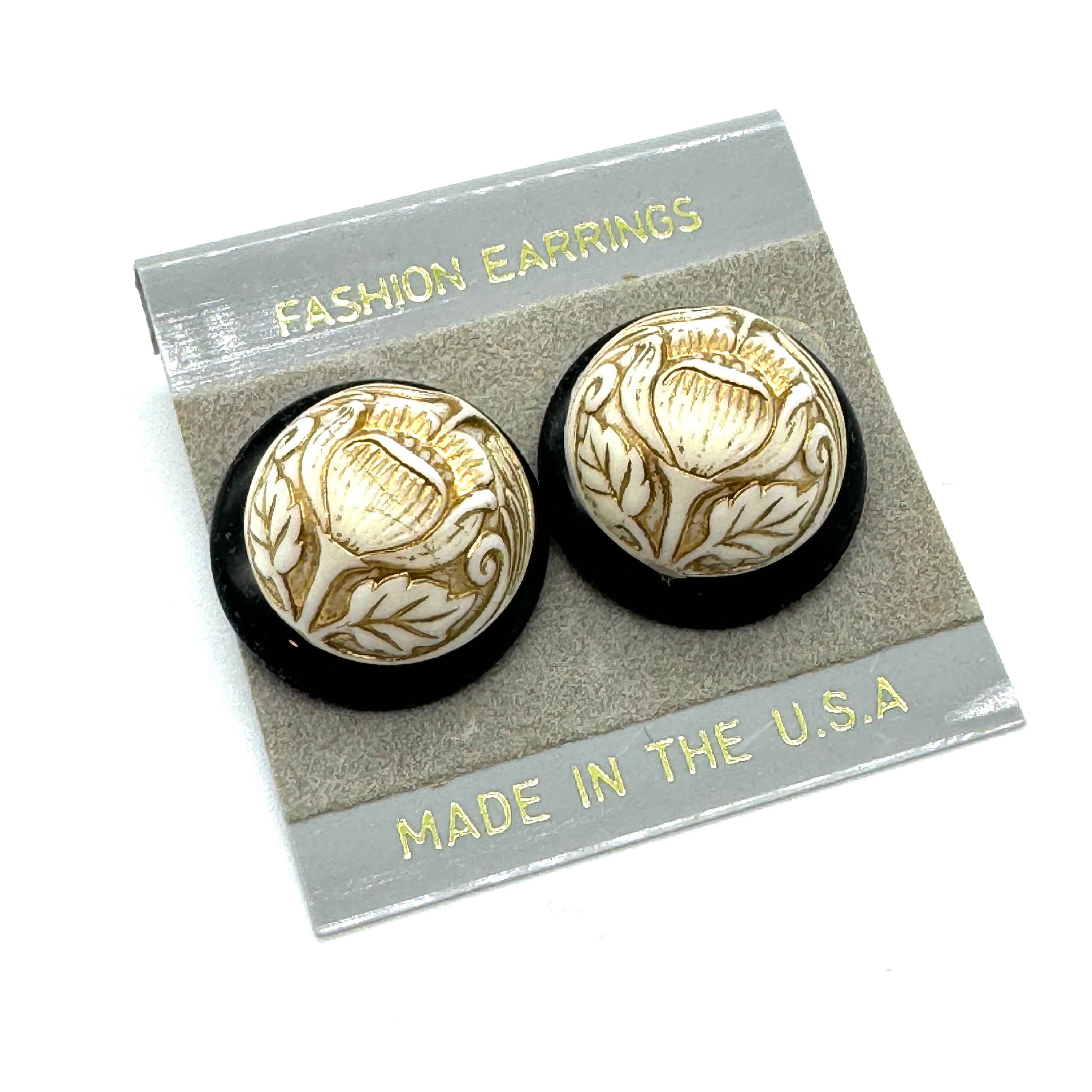 Golden Washed Stacked Flower Studs - Kooky Deadstock Earrings