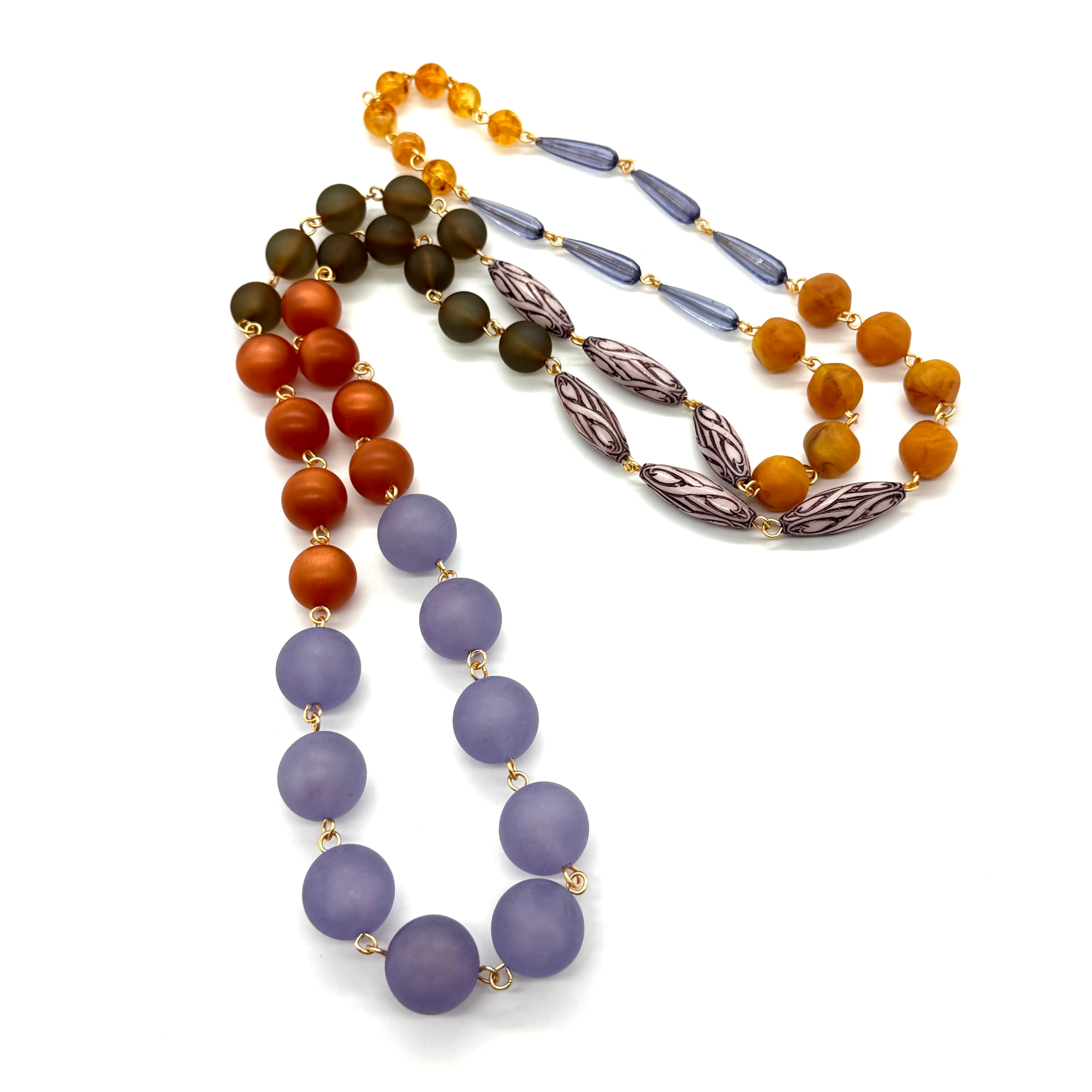 Periwinkle Copper Rosary-Chained Rope Necklace