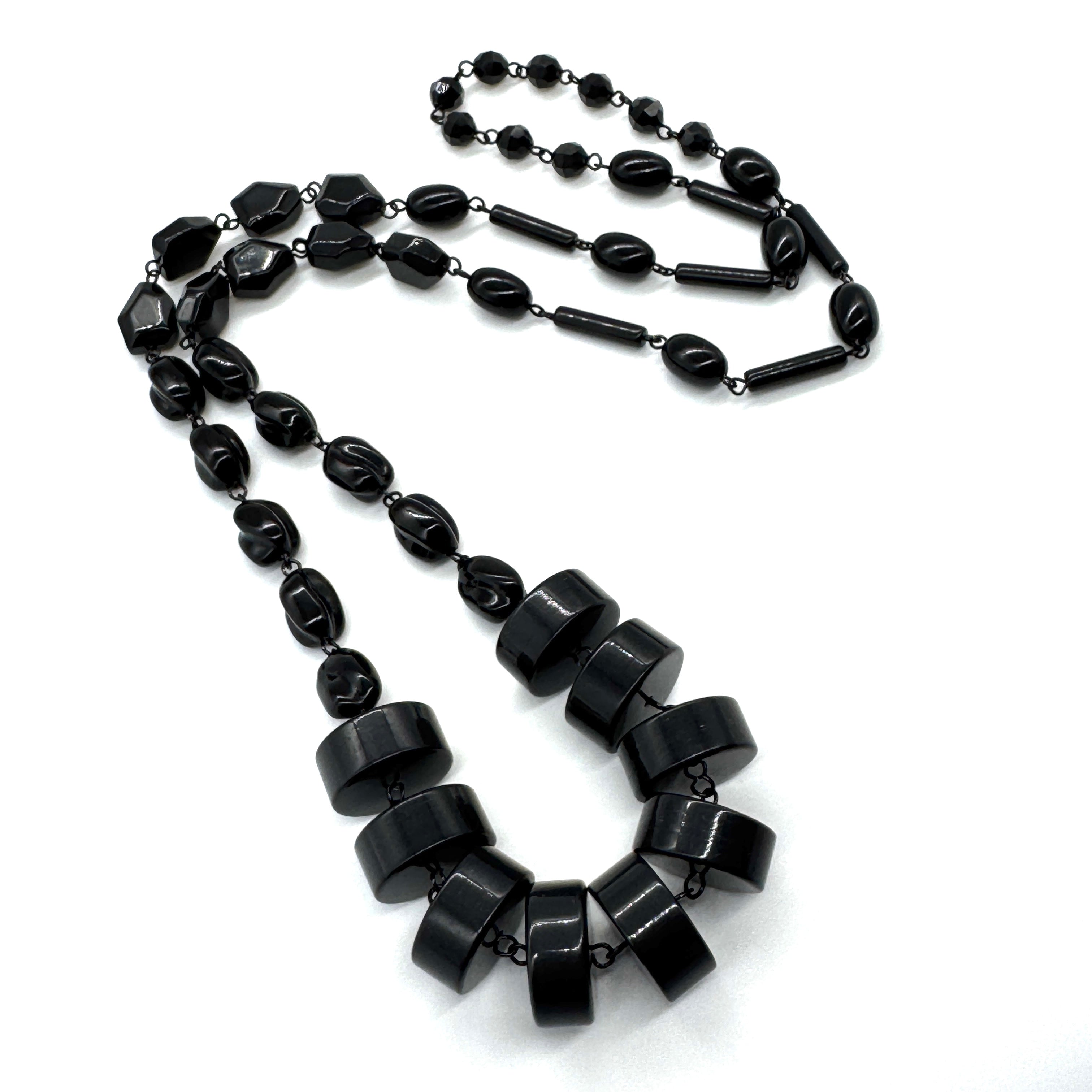 Midnight Stacked Rosary-Chained Rope Necklace