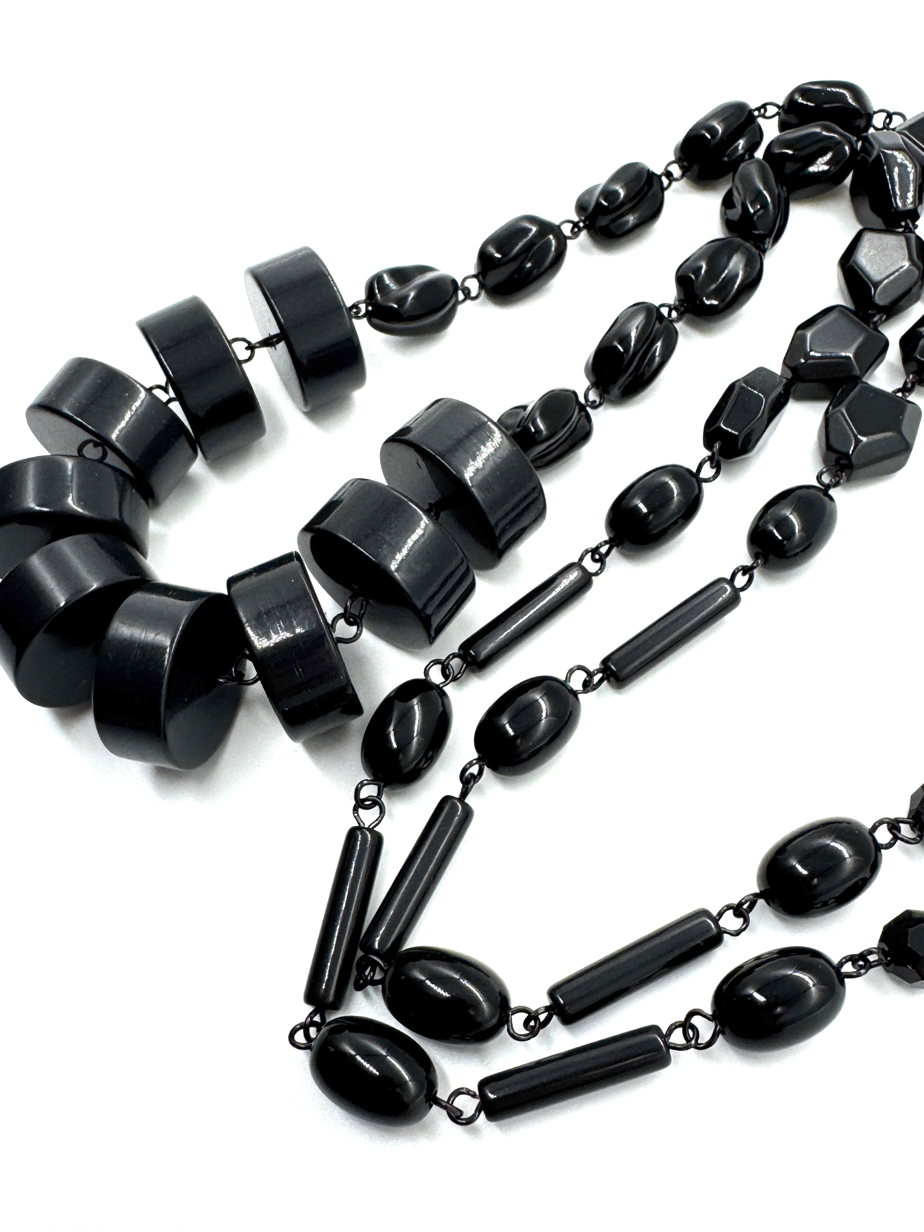 Midnight Stacked Rosary-Chained Rope Necklace