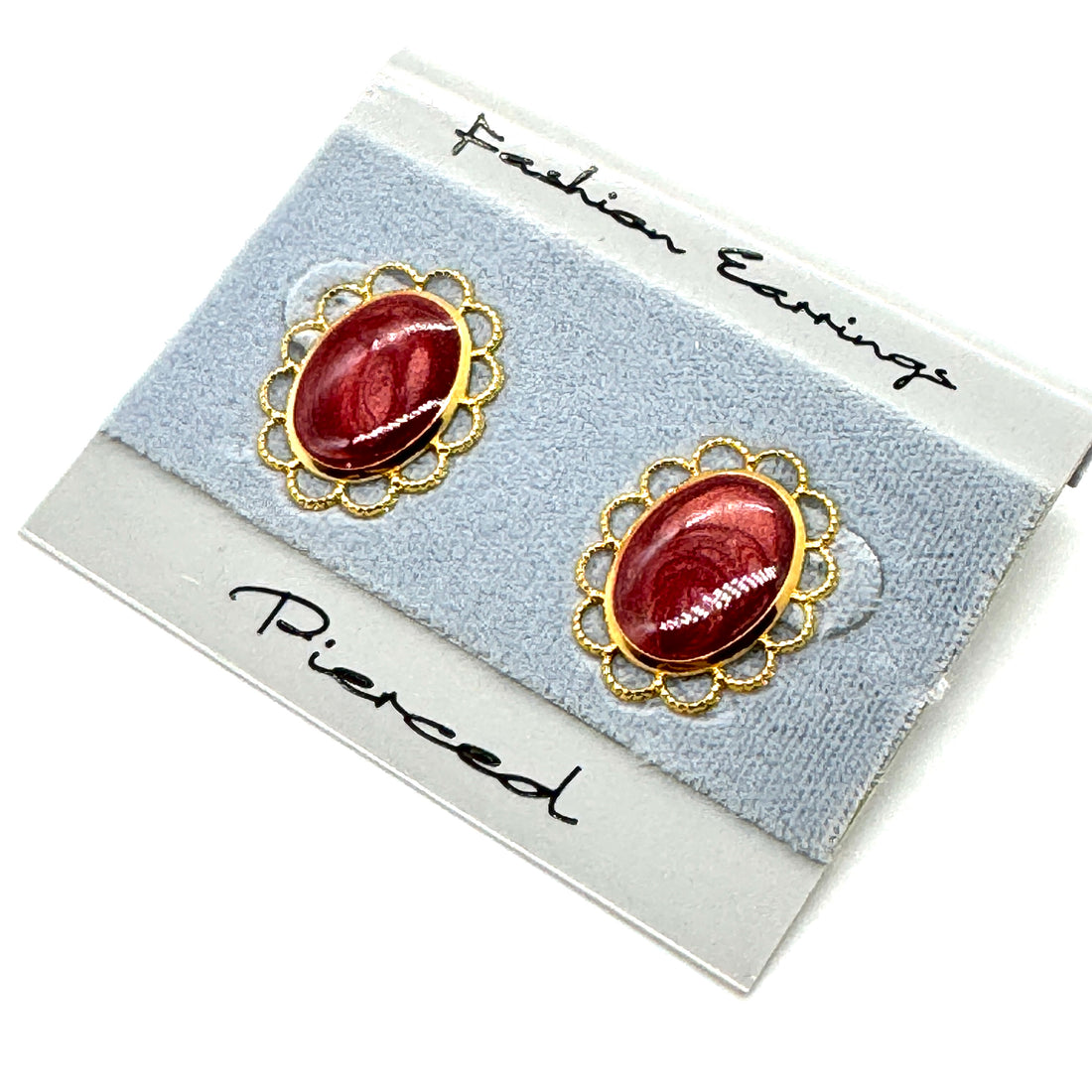Vintage Red Enamel Stud Earrings - Kooky Deadstock Earrings
