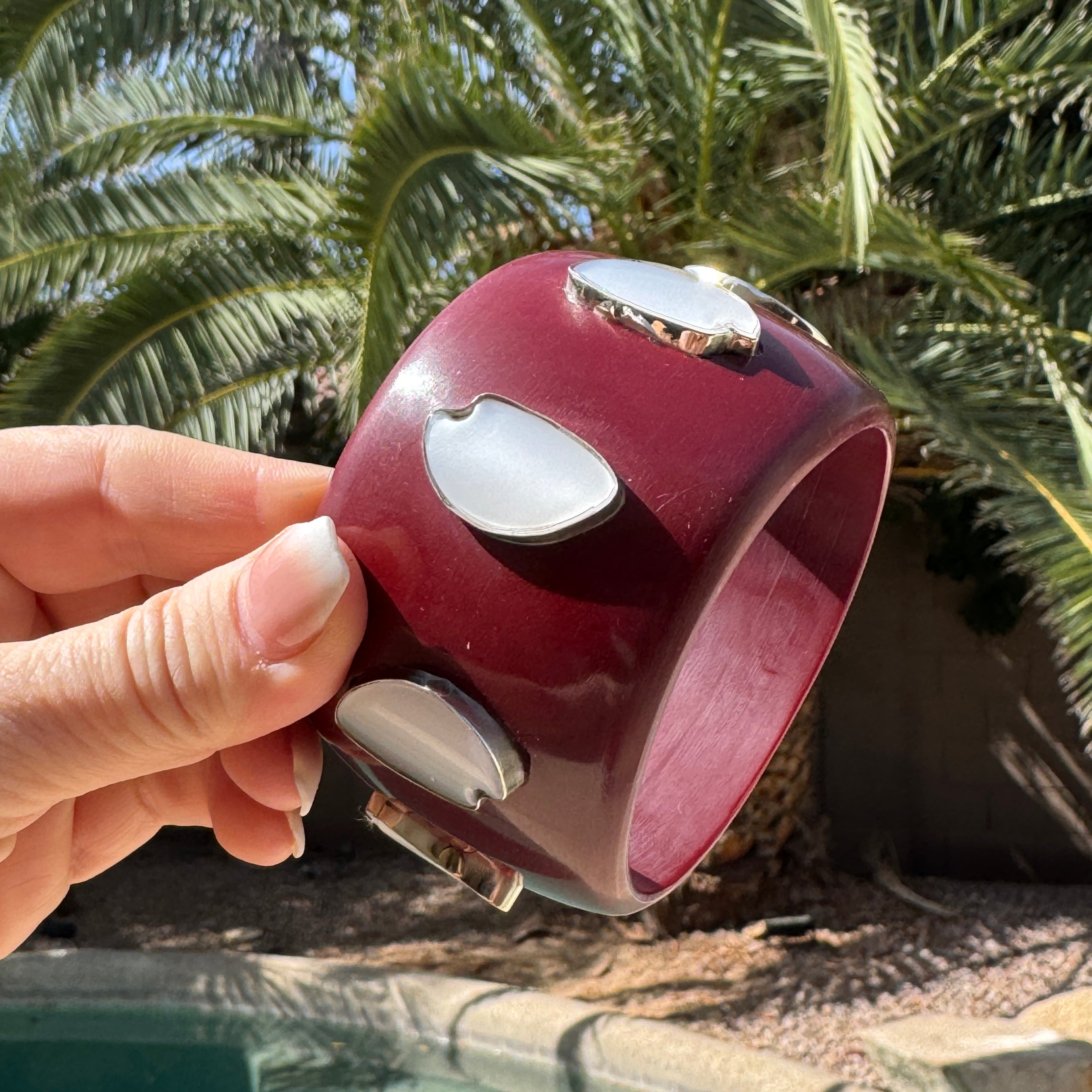 Chocolate Maroon & White Moonglow Bangle