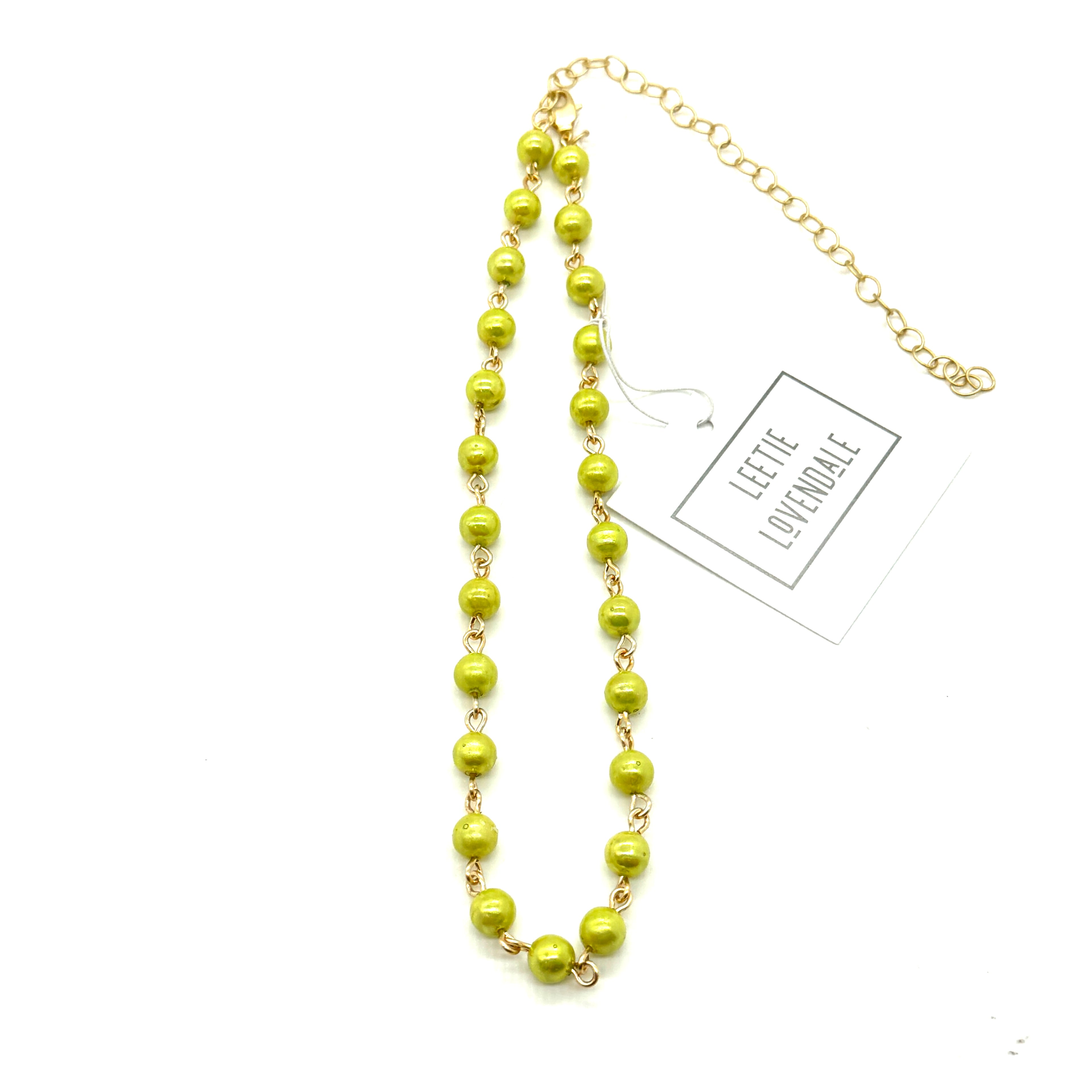 Green Luster Pearlized Amelia Necklace *