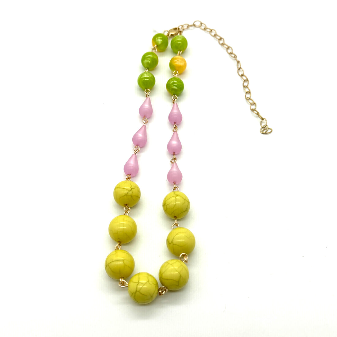 Yellow &amp; Pink Color Block Amelia Necklace