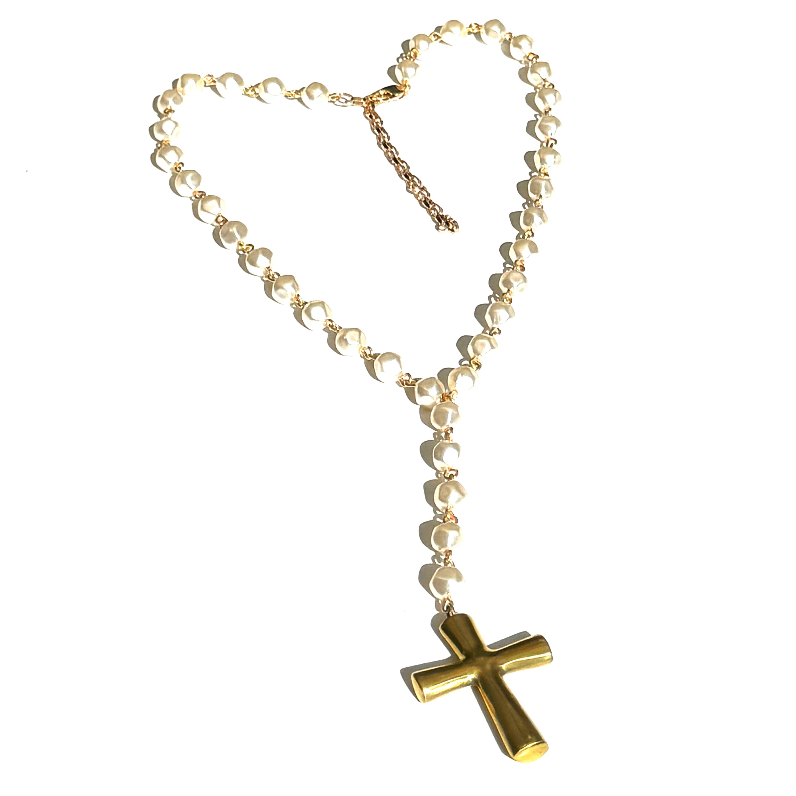 Baroque Pearl Cross Y Necklace