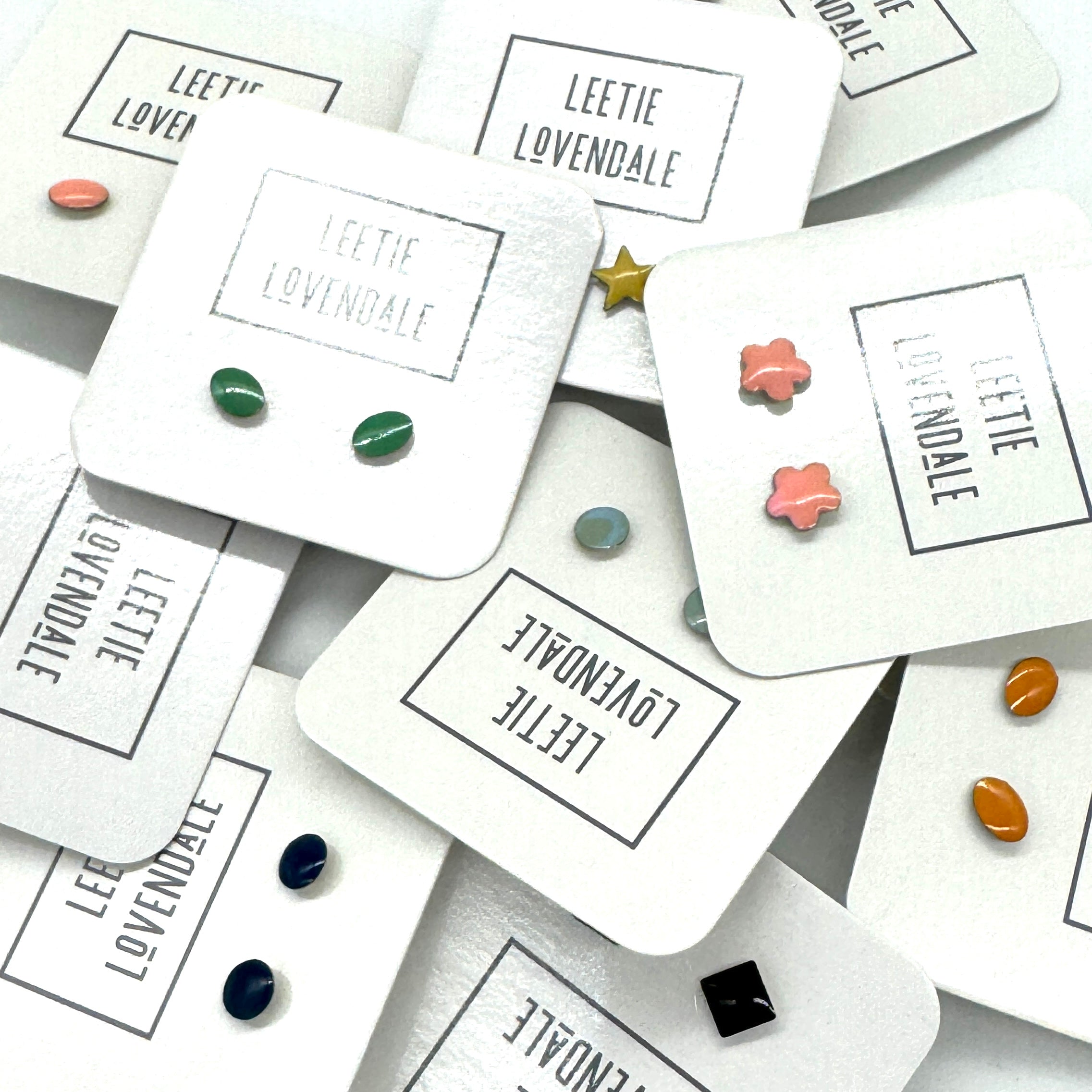 Black Square Studs - Little Deadstock Vintage Enamel Stud Earrings