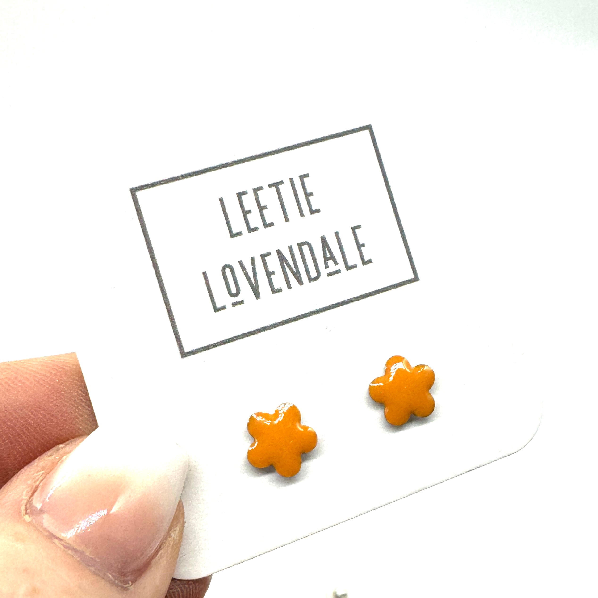 Tangerine Daisy Studs - Little Deadstock Vintage Enamel Stud Earrings