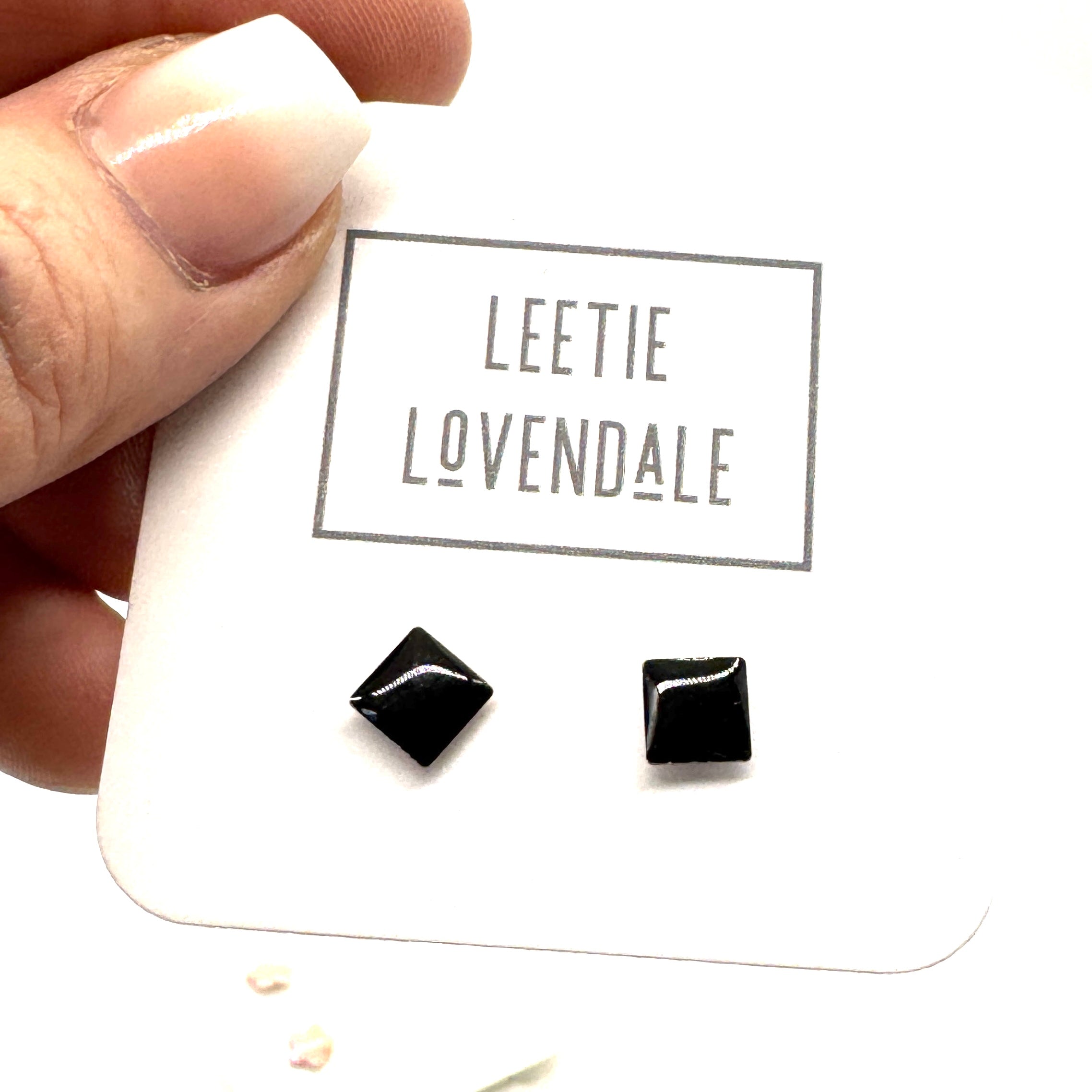 Black Square Studs - Little Deadstock Vintage Enamel Stud Earrings