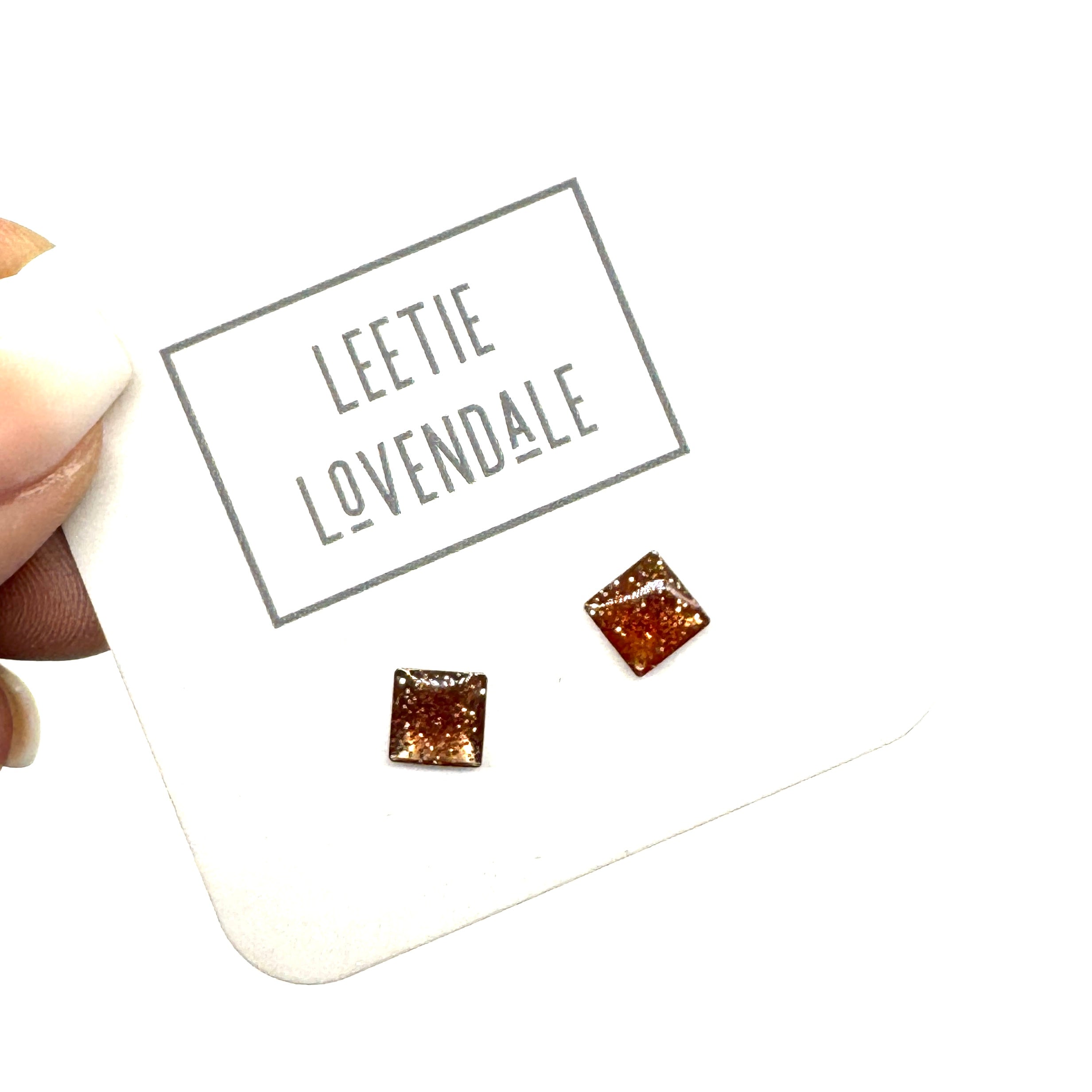 Raspberry Glitter Square Studs - Little Deadstock Vintage Enamel Stud Earrings