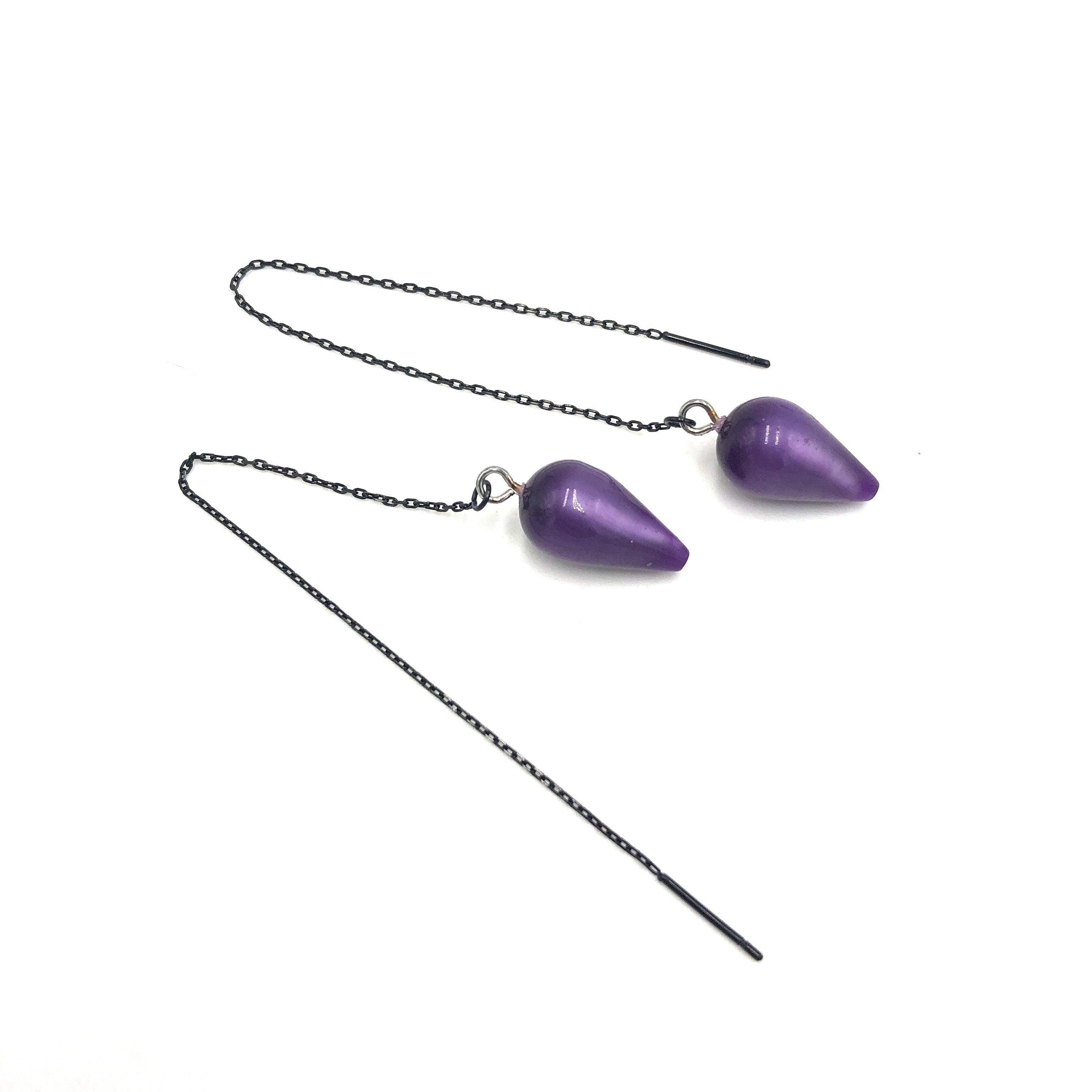 Purple Moonglow Spike Threader Earrings