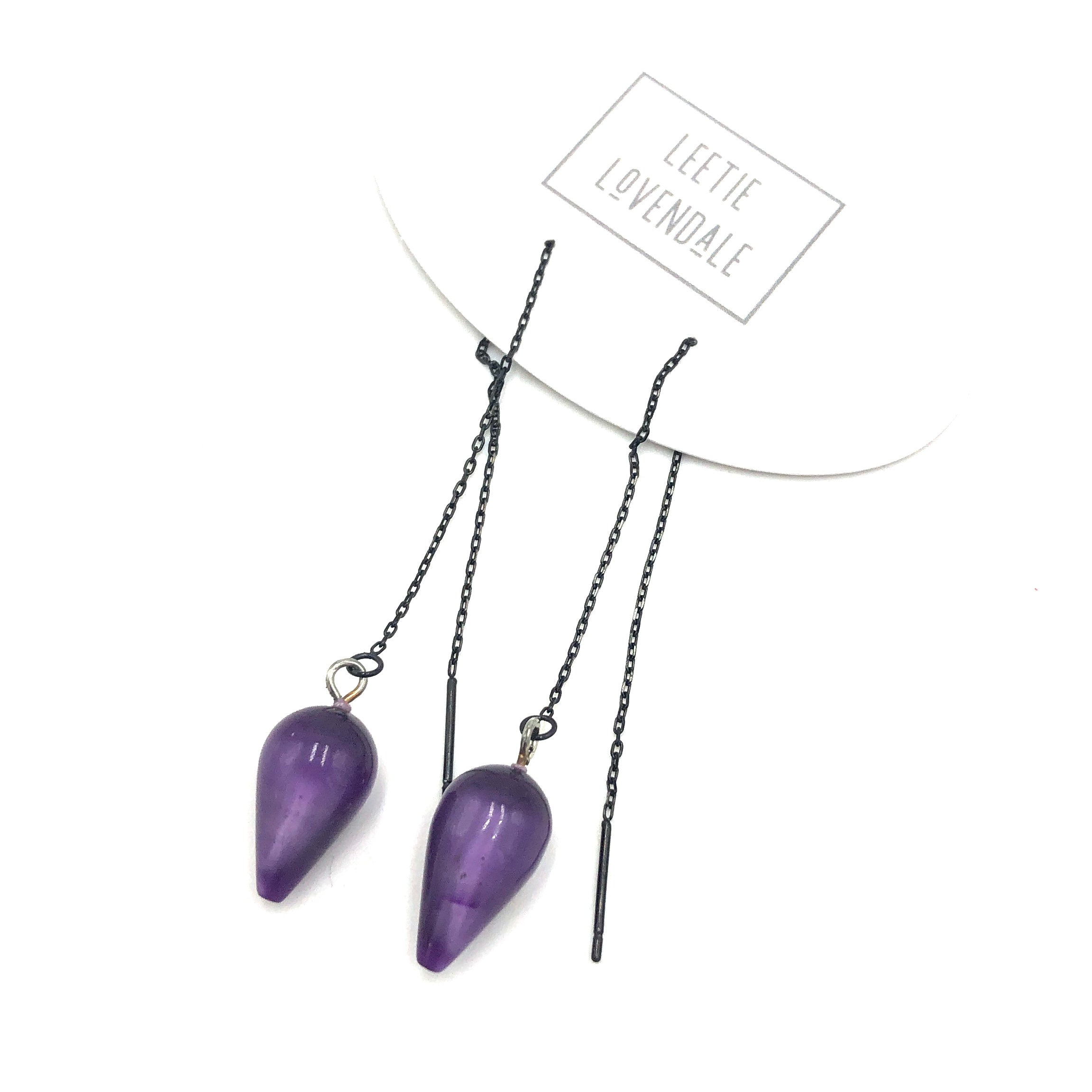 Purple Moonglow Spike Threader Earrings