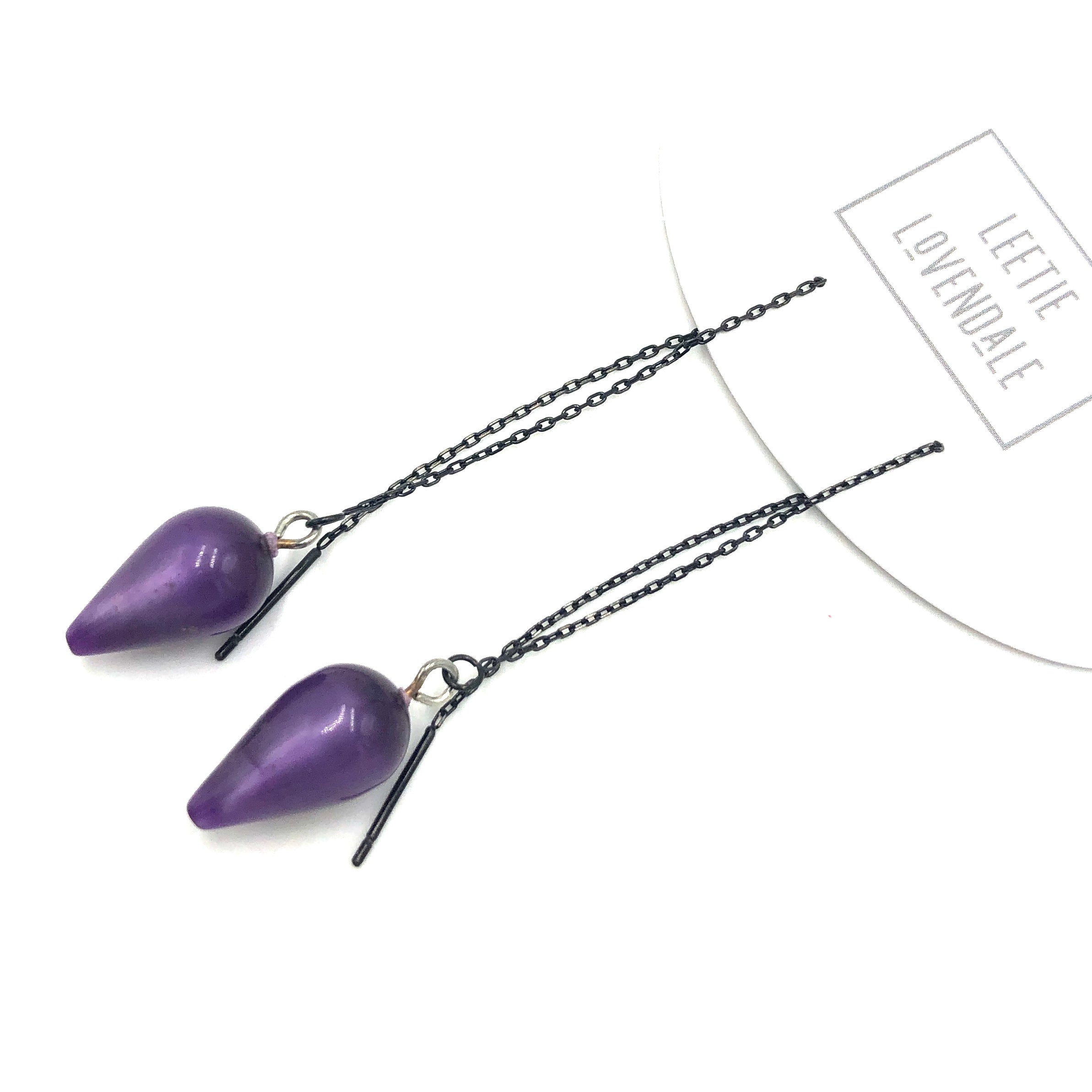 Purple Moonglow Spike Threader Earrings