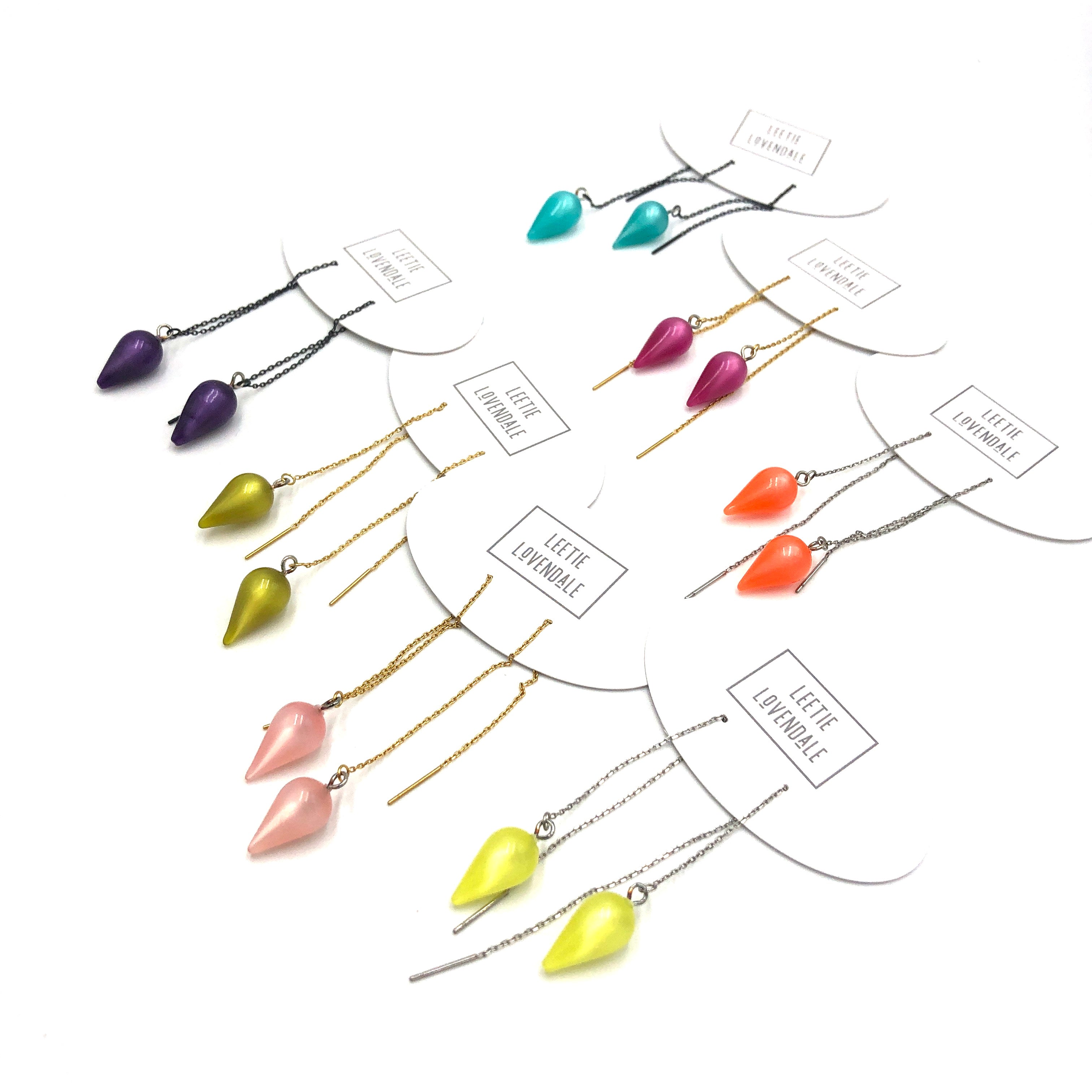 Purple Moonglow Spike Threader Earrings