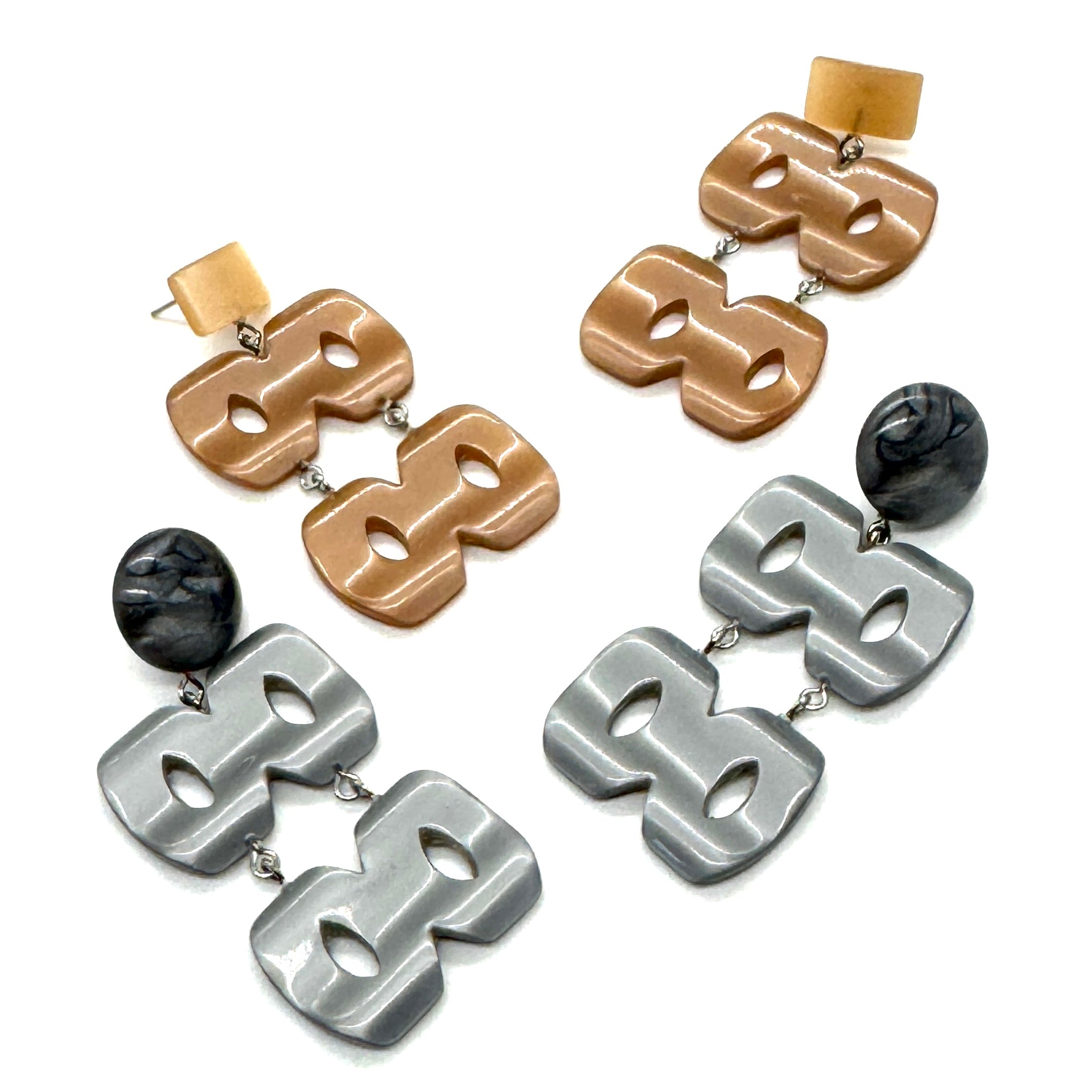 Champagne Beige Hinged Moonglow Statement Earrings