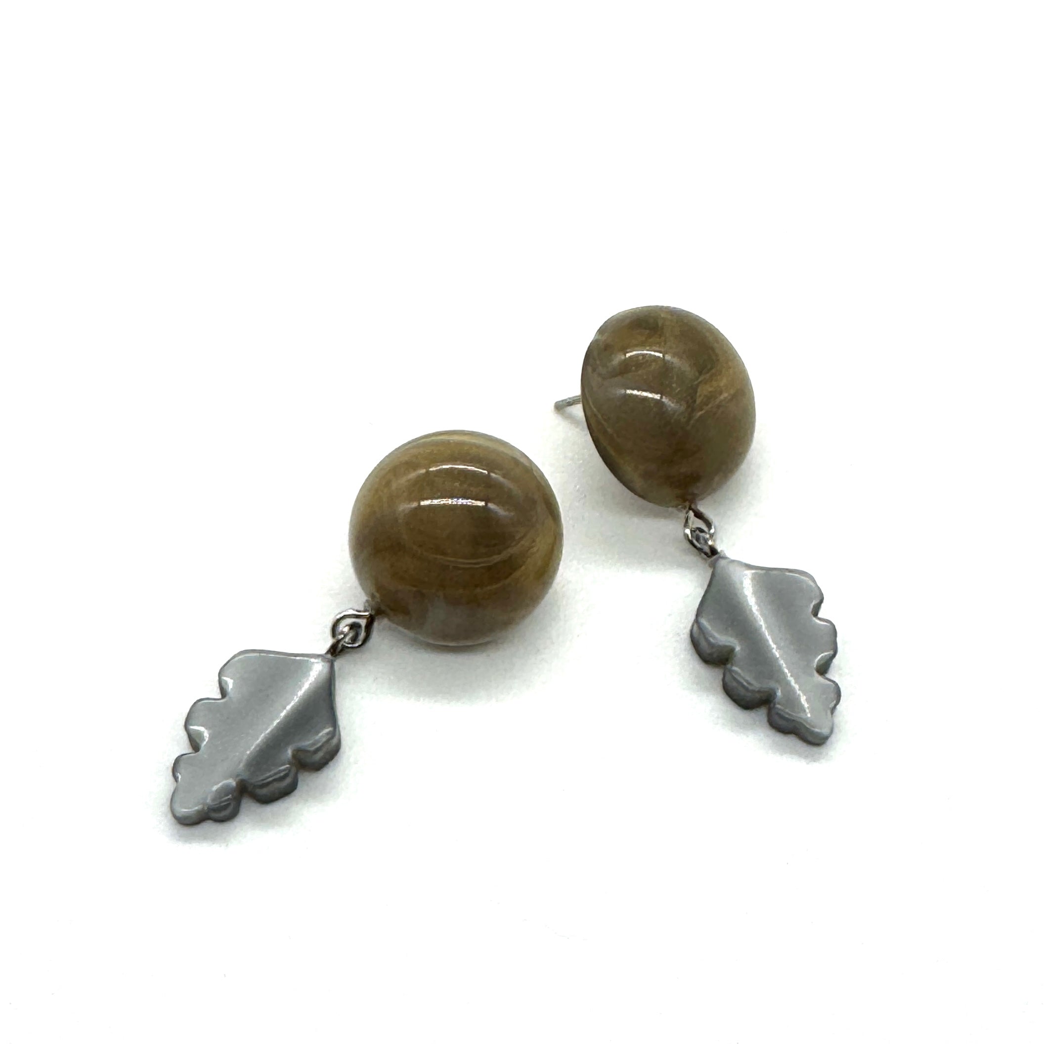 Silver Leaf Glow Earrings